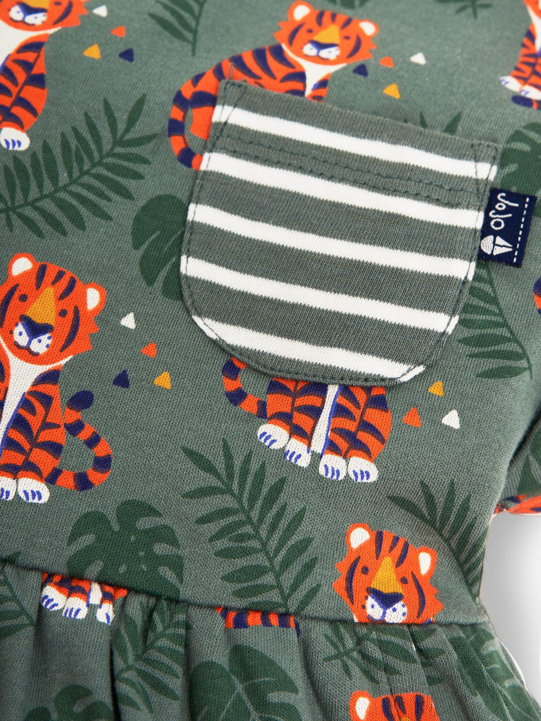 Khaki Girls Print Dress with Pockets - Image 2 of 2