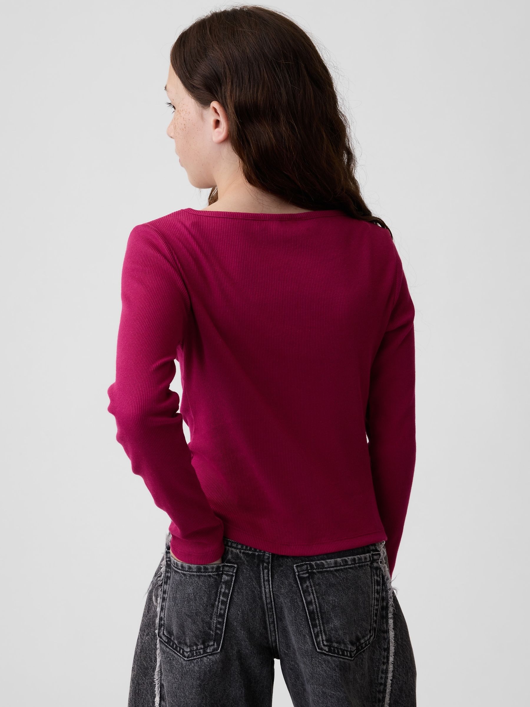 Burgundy Red Mini Logo Long Sleeve T-Shirt - Image 2 of 4