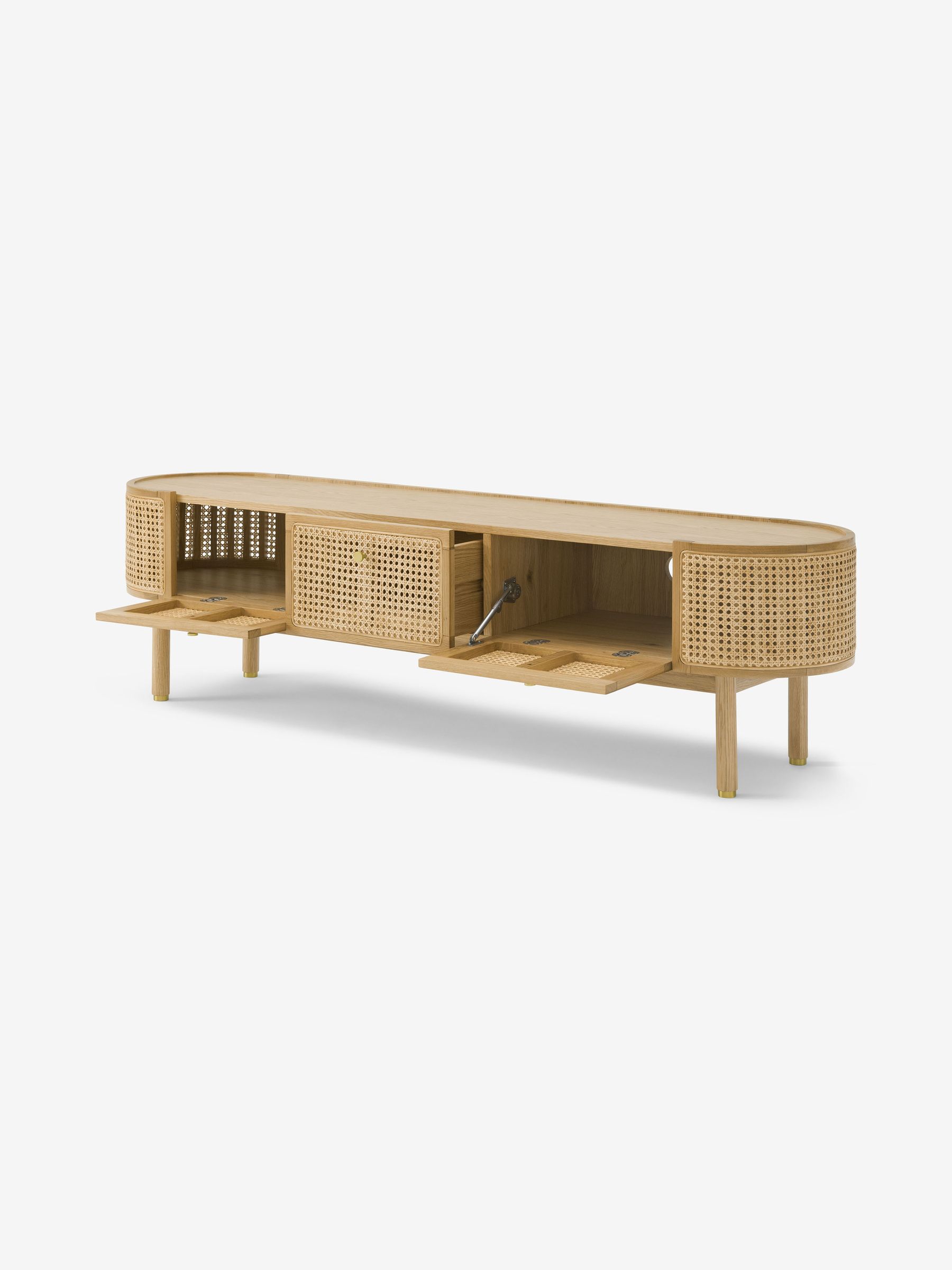 Ankhara TV Unit in Natural Oak and Rattan - Image 2 of 3