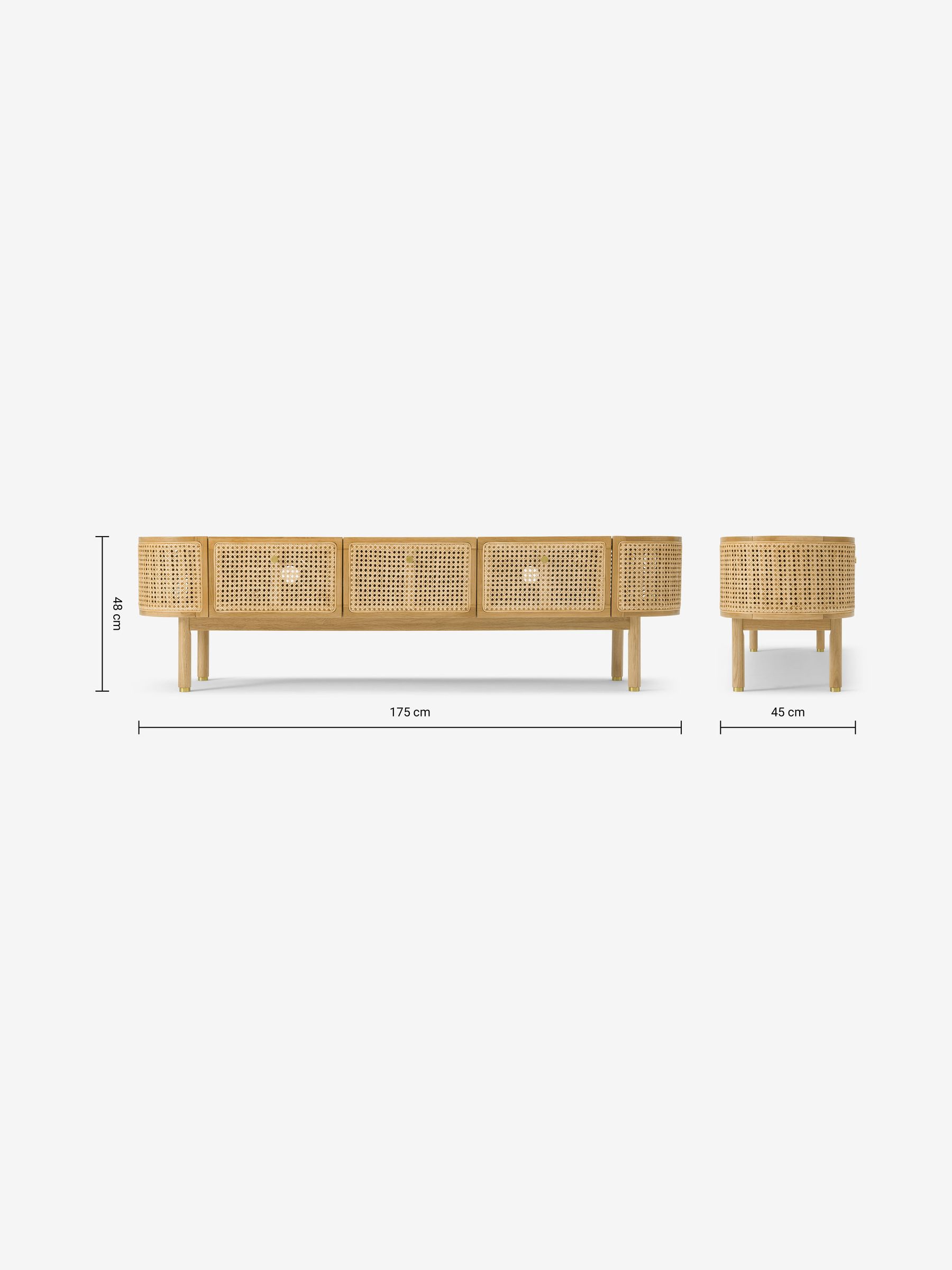 Ankhara TV Unit in Natural Oak and Rattan - Image 3 of 3