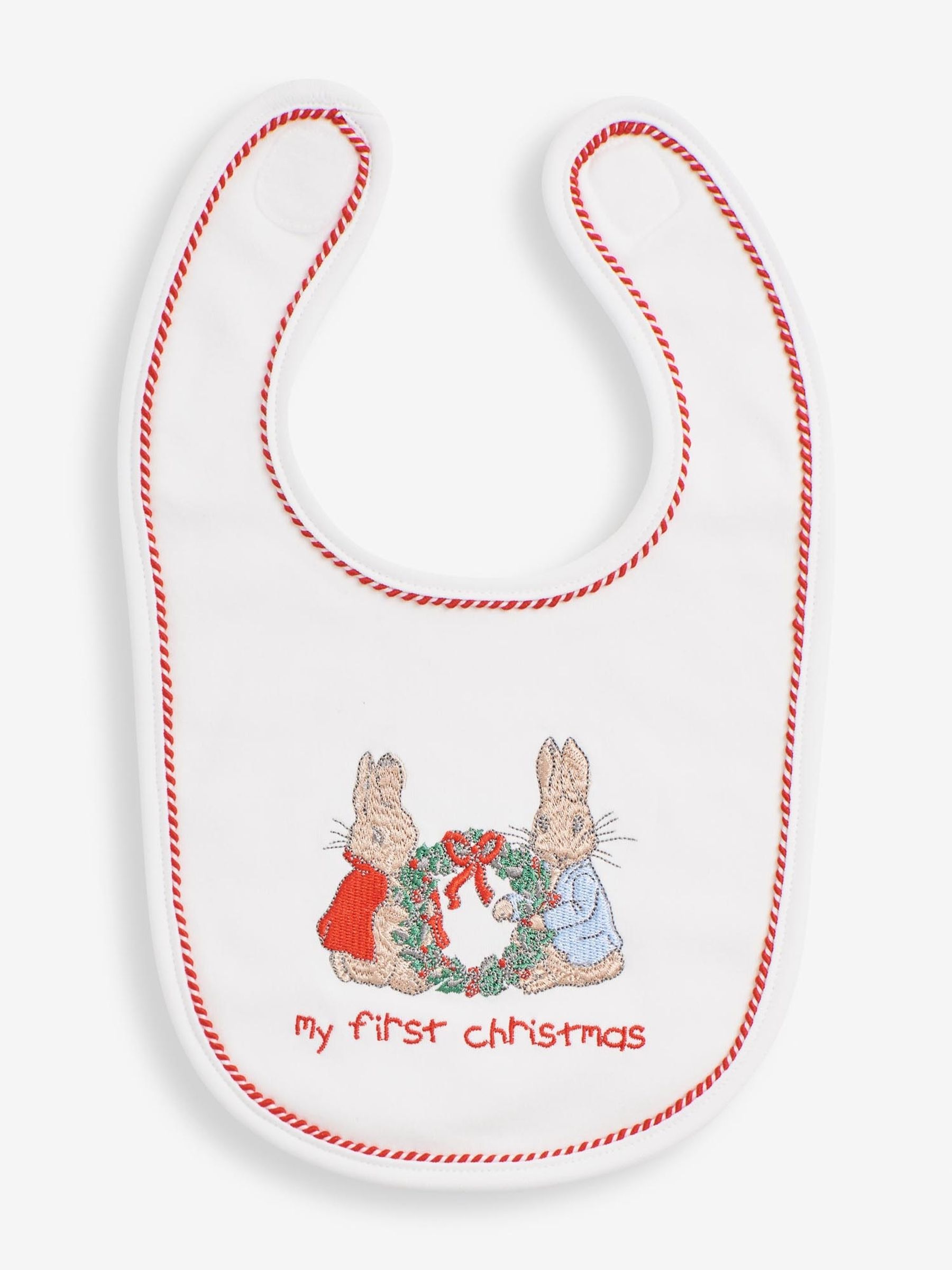 White Peter Rabbit Christmas Bib - Image 1 of 3
