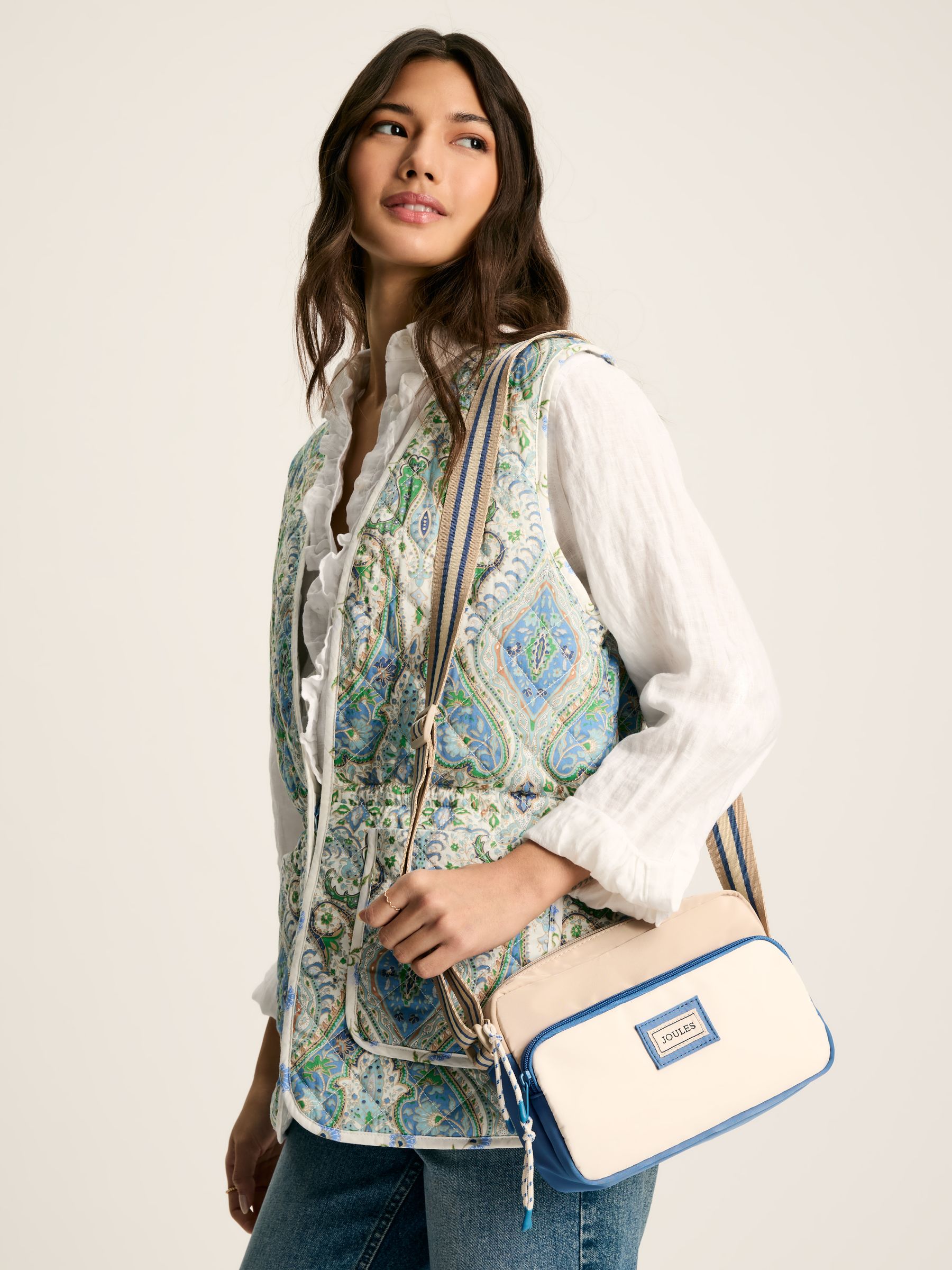 Marlow Cream/Blue Lightweight Cross Body Bag - Image 1 of 7