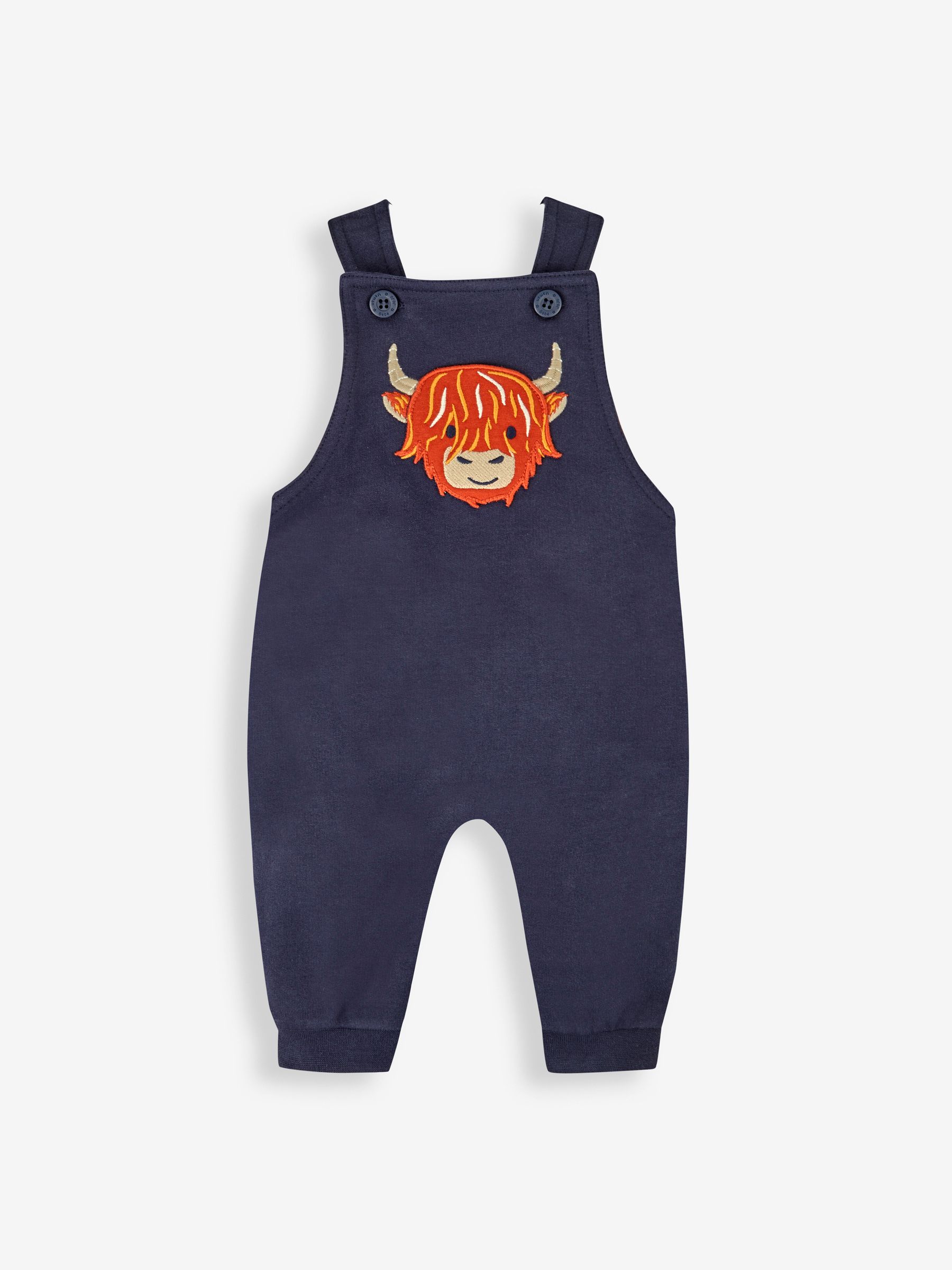 Navy Blue Highland Cow Boys' Sausage Dog Appliqué Pocket Dungarees & Top Set - Image 2 of 5