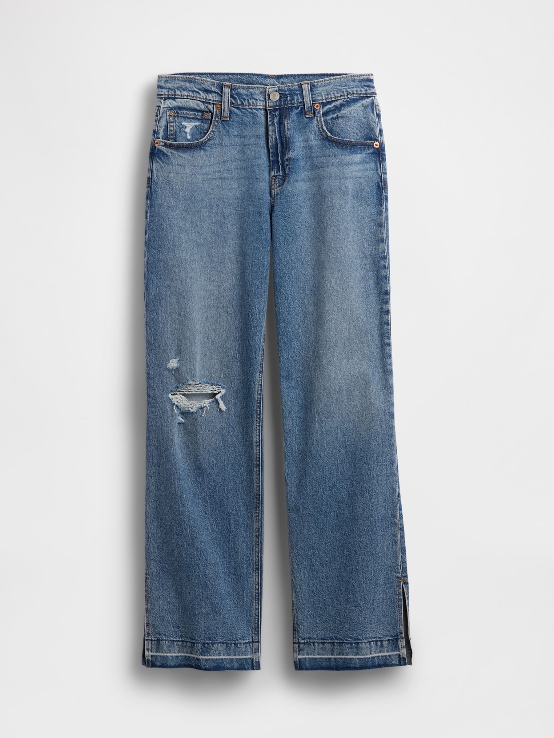 Medium Wash Low Rise '90s Loose Split-Hem Jeans - Image 1 of 1
