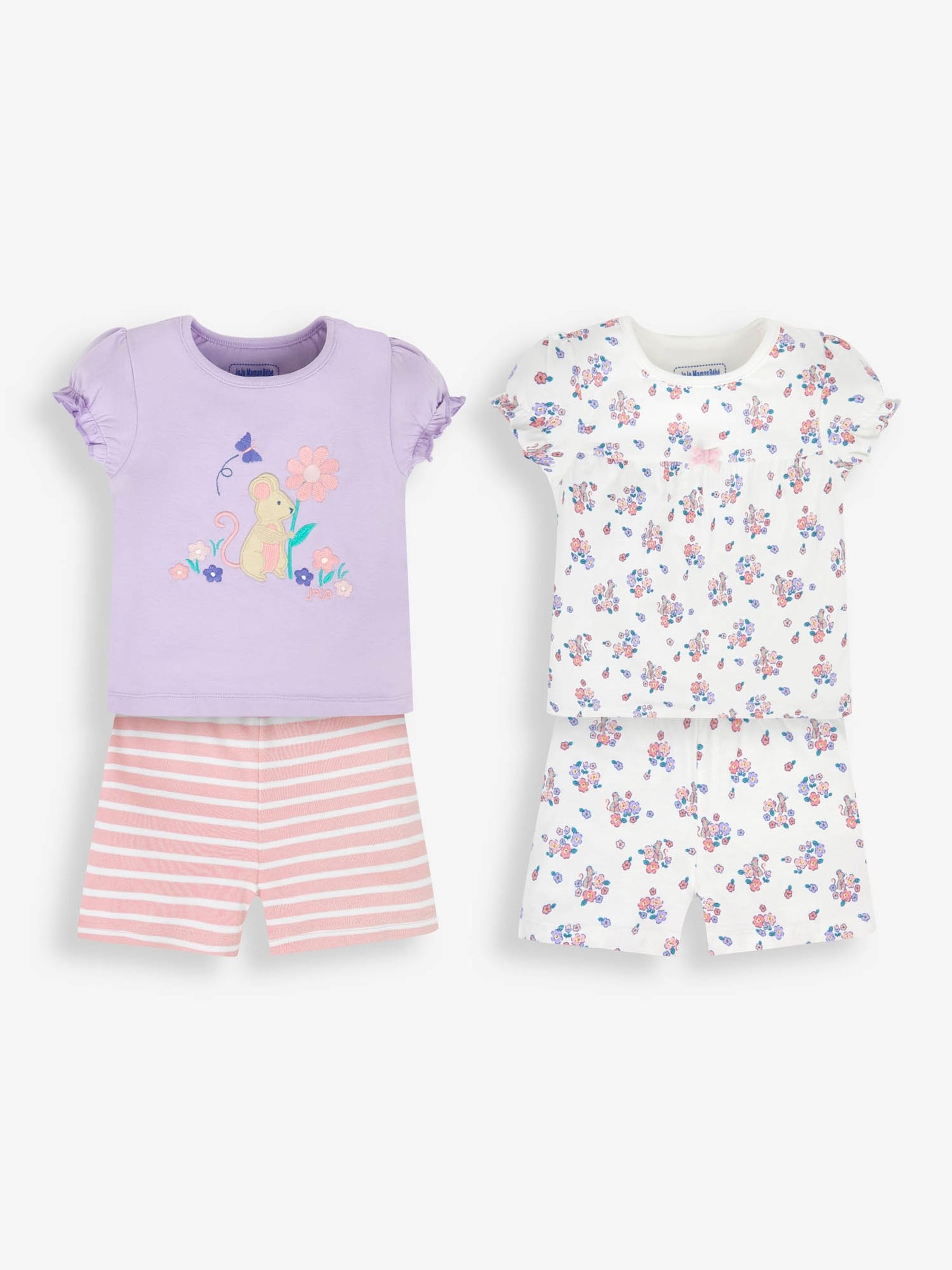 Cream Girls' 2-Pack Bunny Floral Jersey Pyjamas - Image 1 of 9