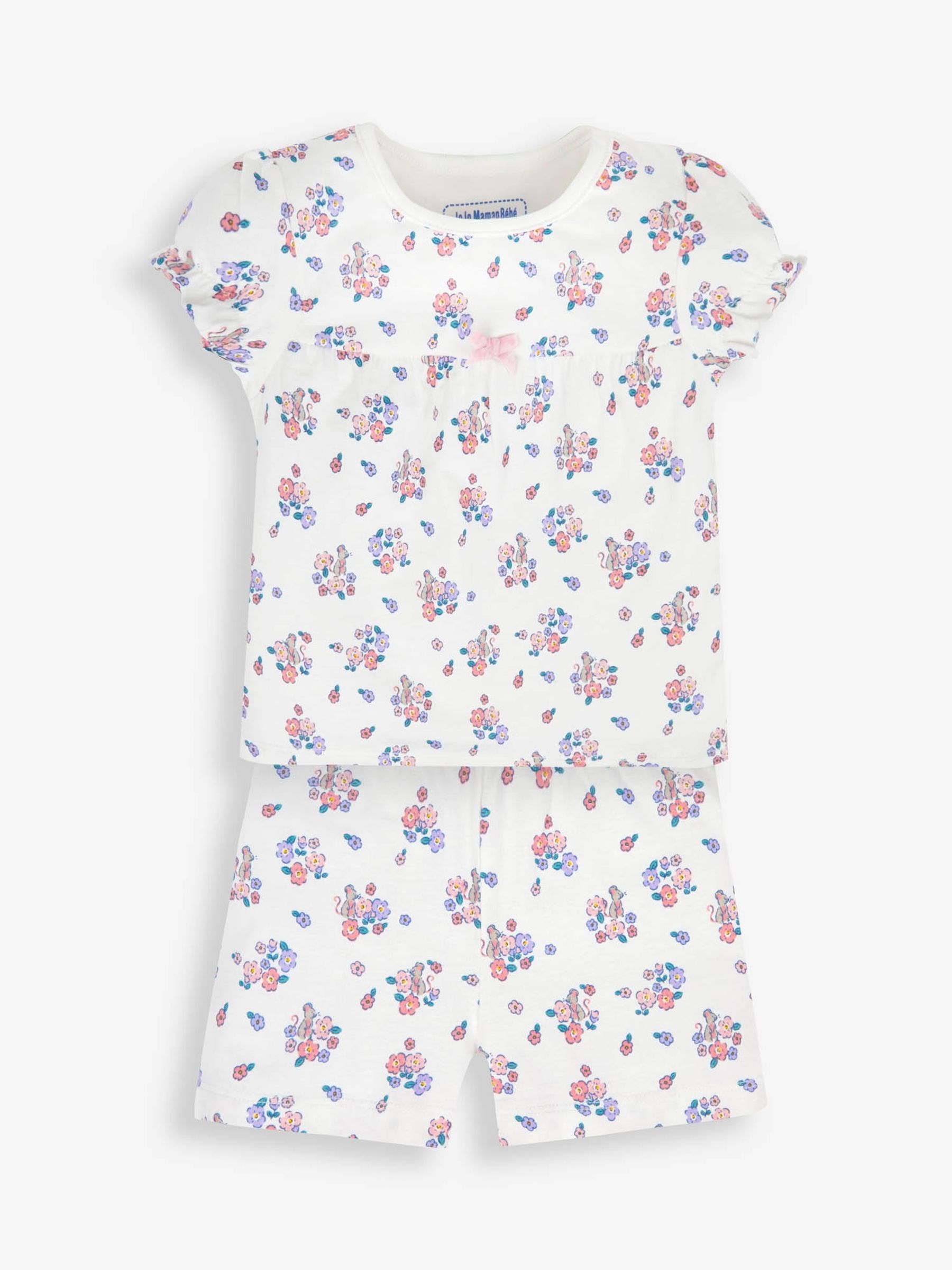 Cream Girls' 2-Pack Bunny Floral Jersey Pyjamas - Image 3 of 9