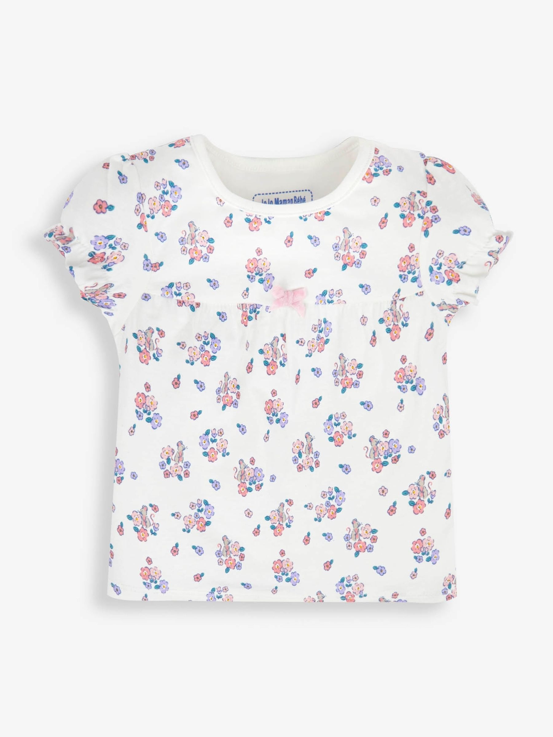 Cream Girls' 2-Pack Bunny Floral Jersey Pyjamas - Image 5 of 9