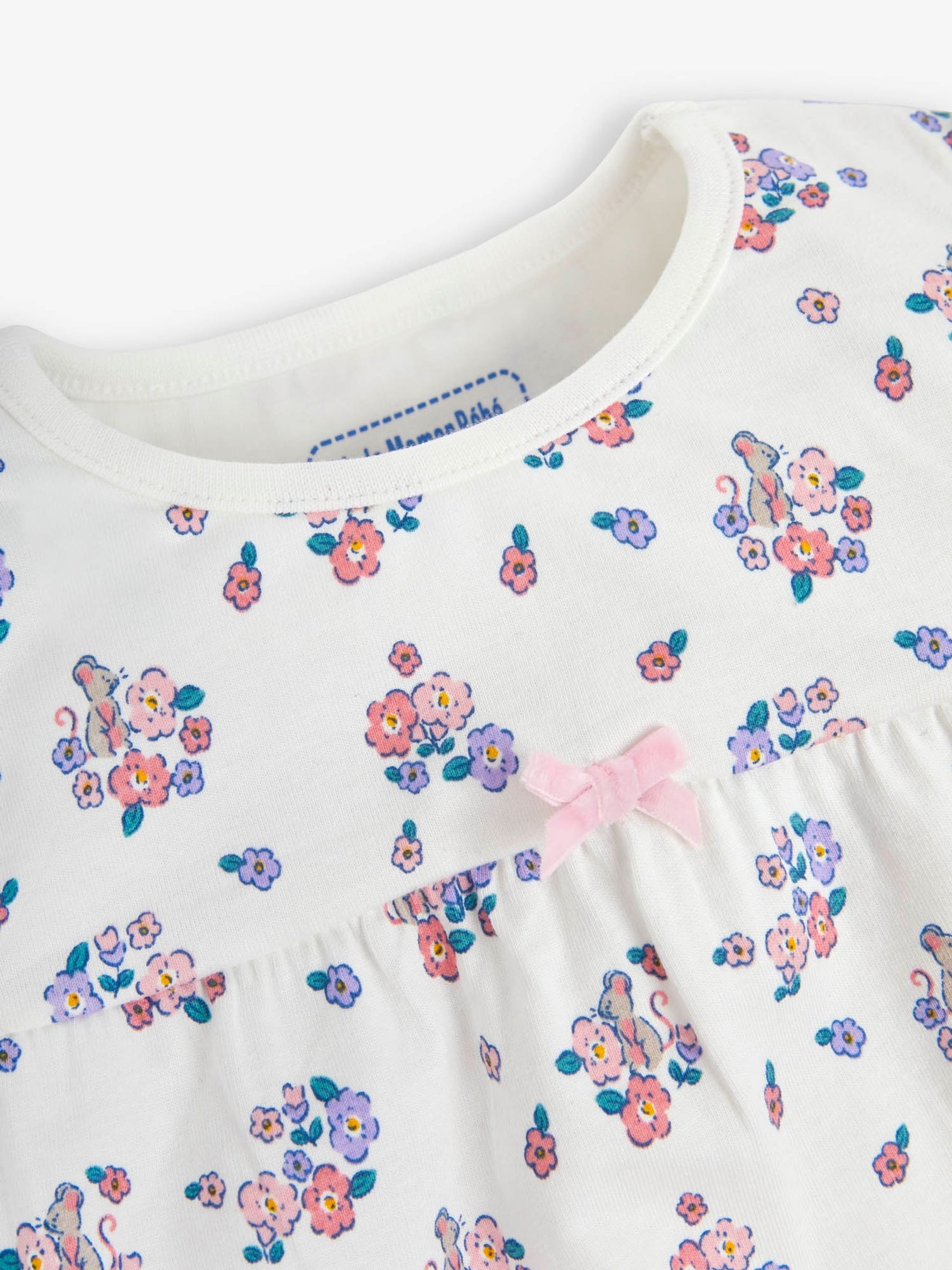 Cream Girls' 2-Pack Bunny Floral Jersey Pyjamas - Image 9 of 9