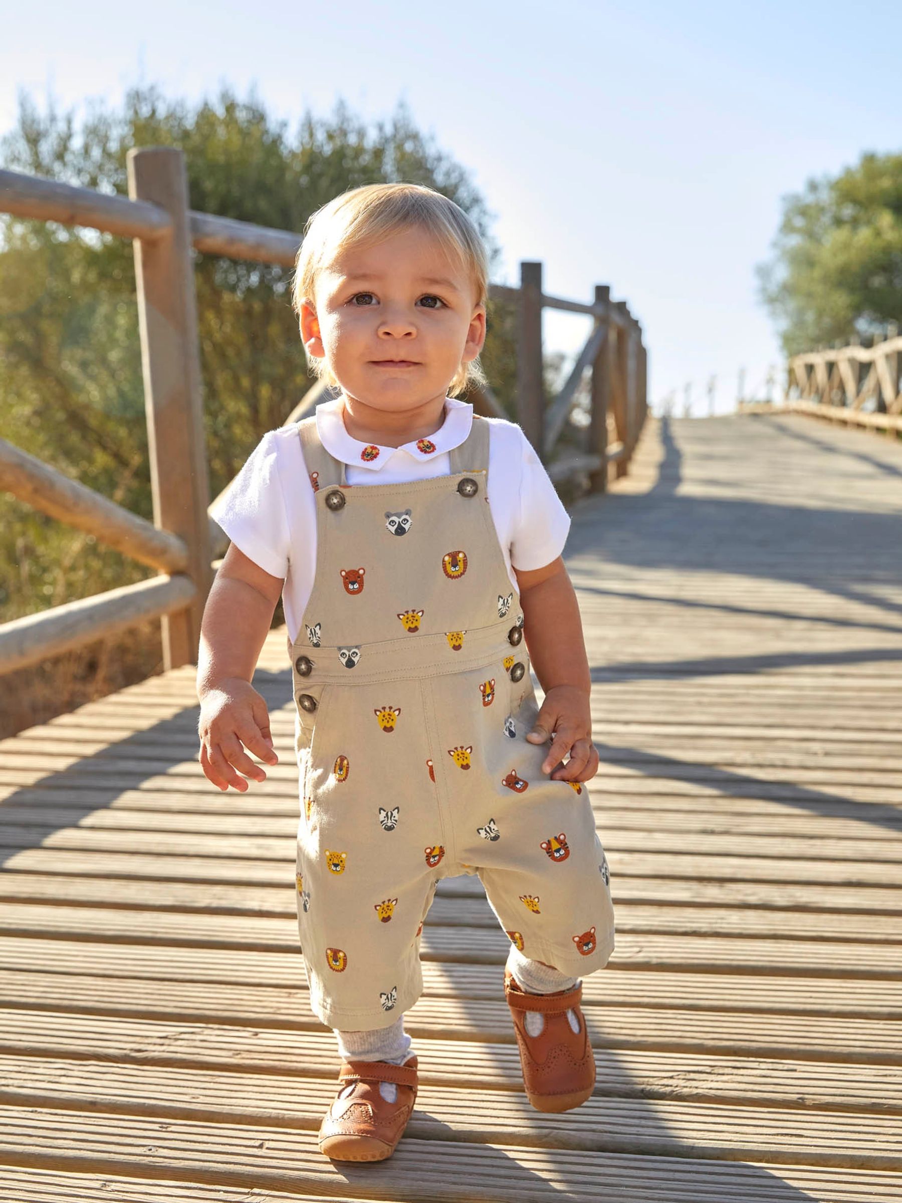 Stone Safari Animal Print Short Dungarees - Image 1 of 4