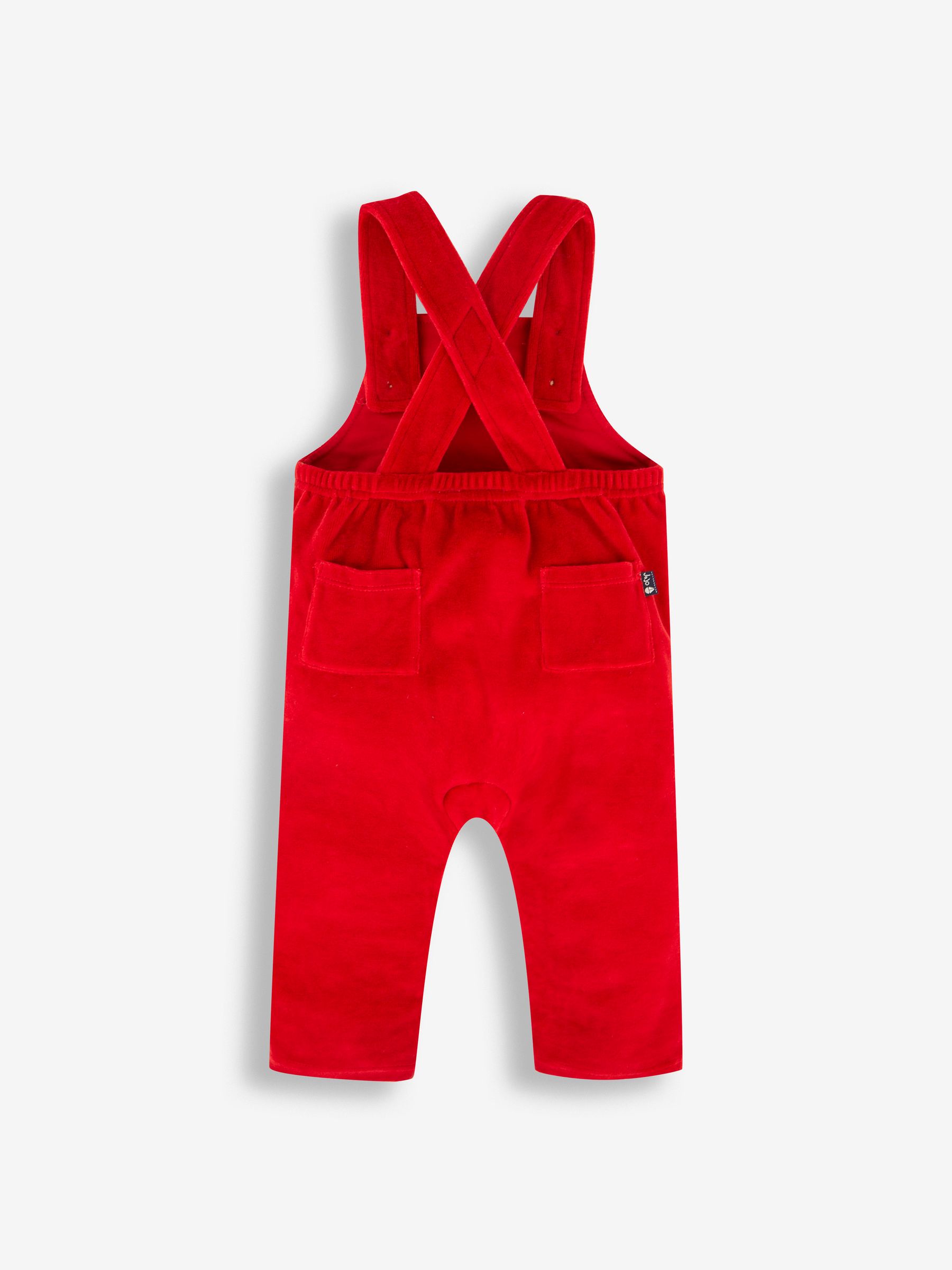 Red Reindeer 2-Piece Velour Appliqué Dungaree & Top Set - Image 4 of 5