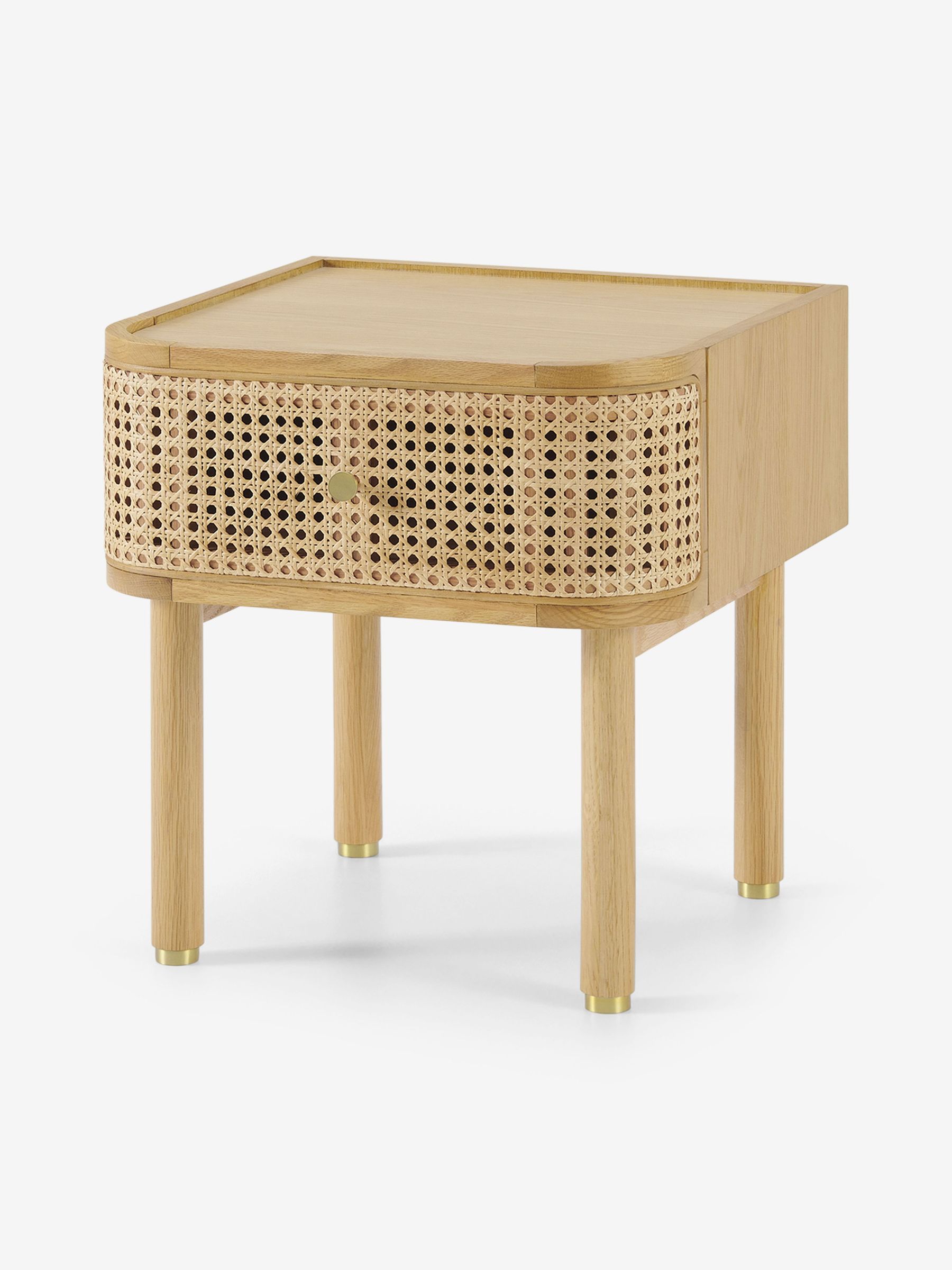 Ankhara Bedside in Natural Oak and Rattan - Image 1 of 3