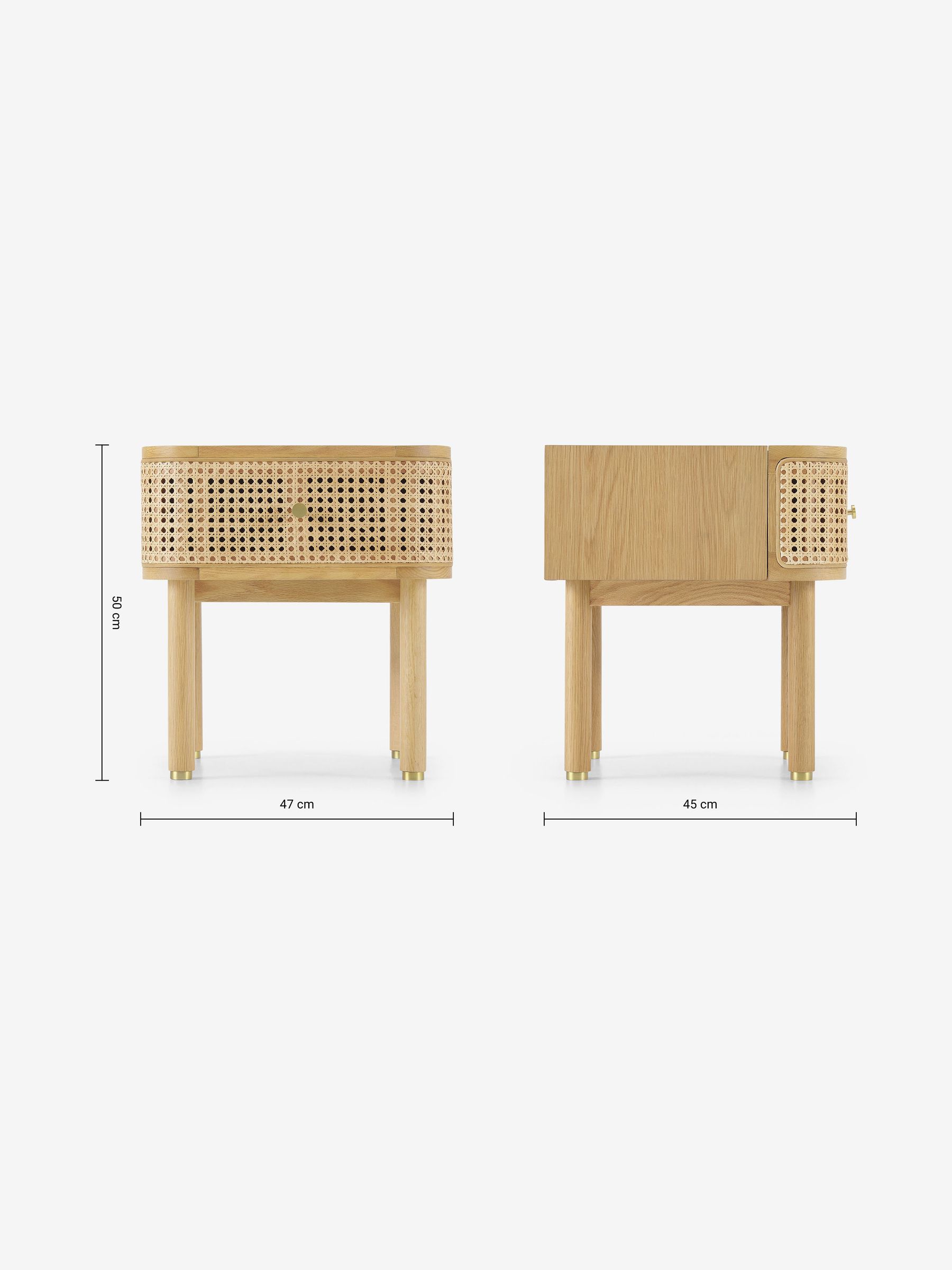 Ankhara Bedside in Natural Oak and Rattan - Image 3 of 3