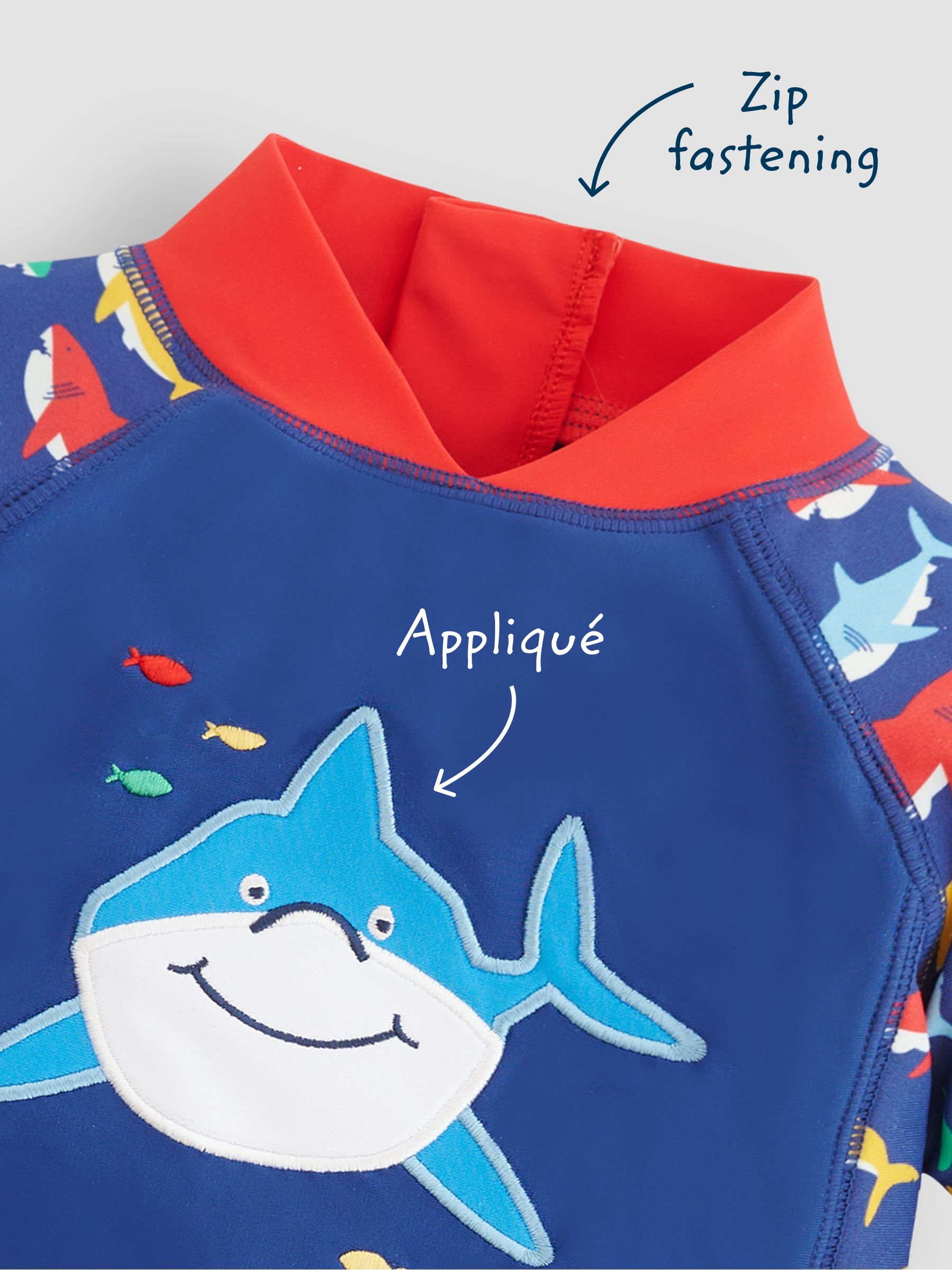 Navy Blue Shark UPF 50 1-Piece Sun Protection Suit - Image 5 of 5