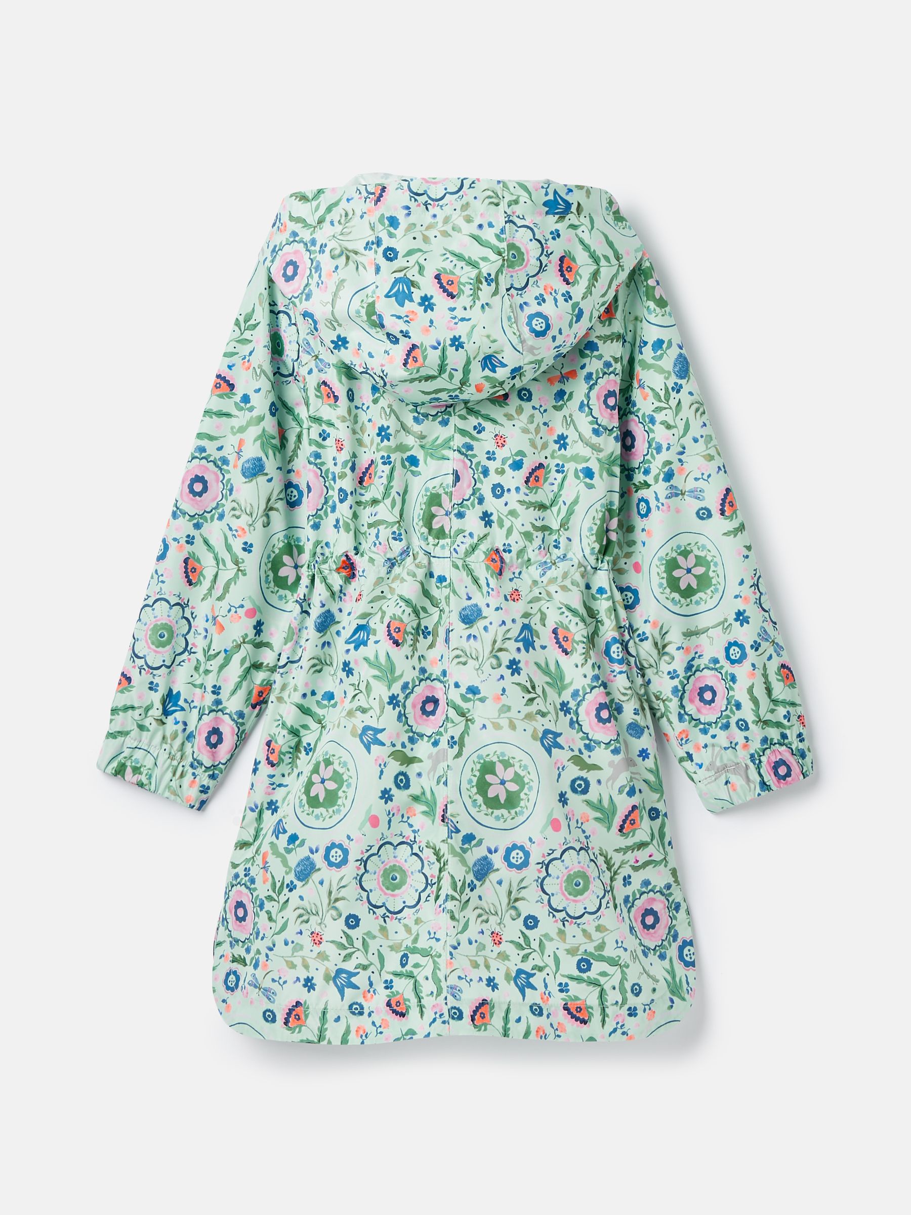 Girls' Rainford Green Floral Waterproof Packable Raincoat With Hood - Image 2 of 8