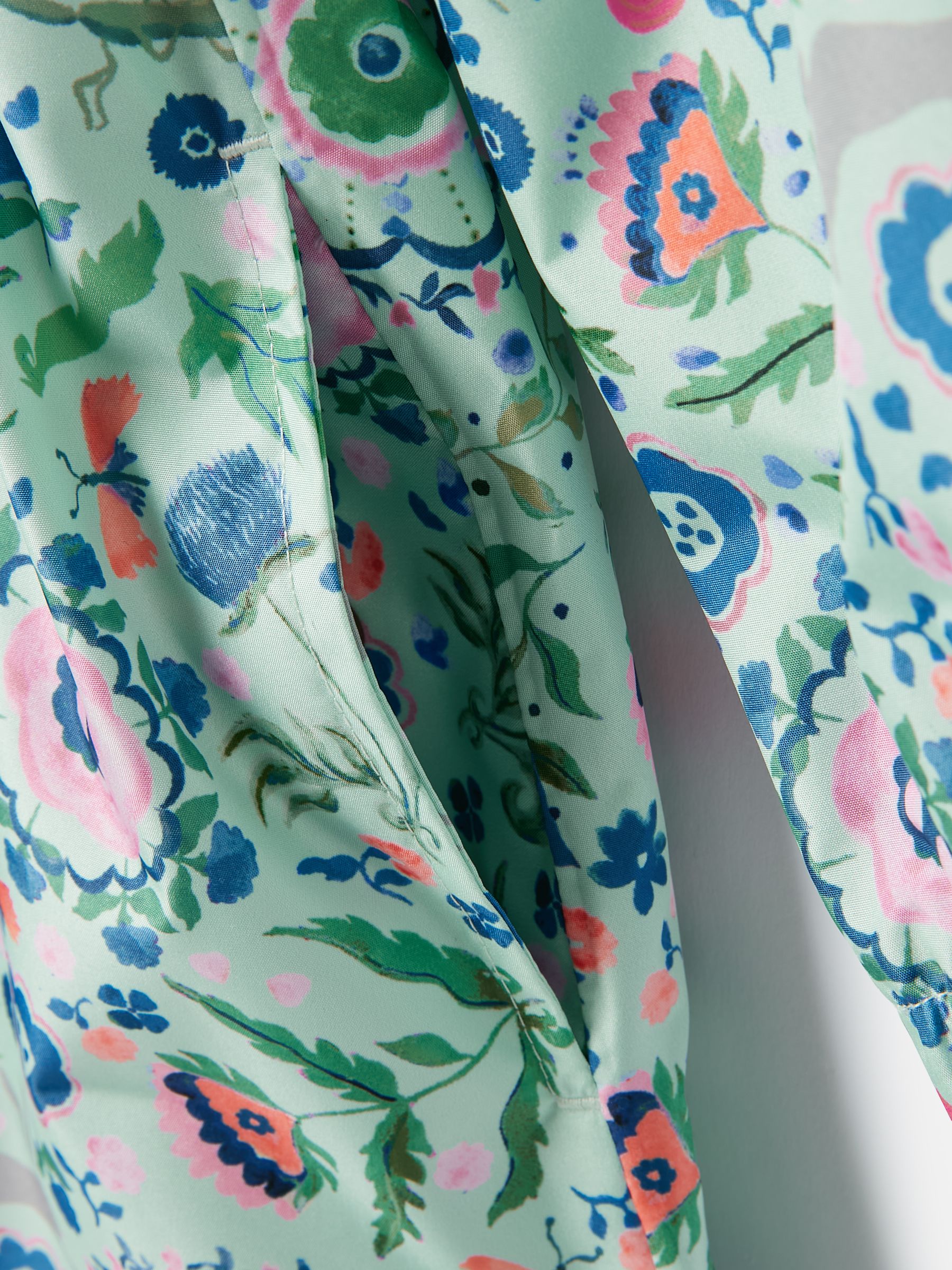 Girls' Rainford Green Floral Waterproof Packable Raincoat With Hood - Image 6 of 8