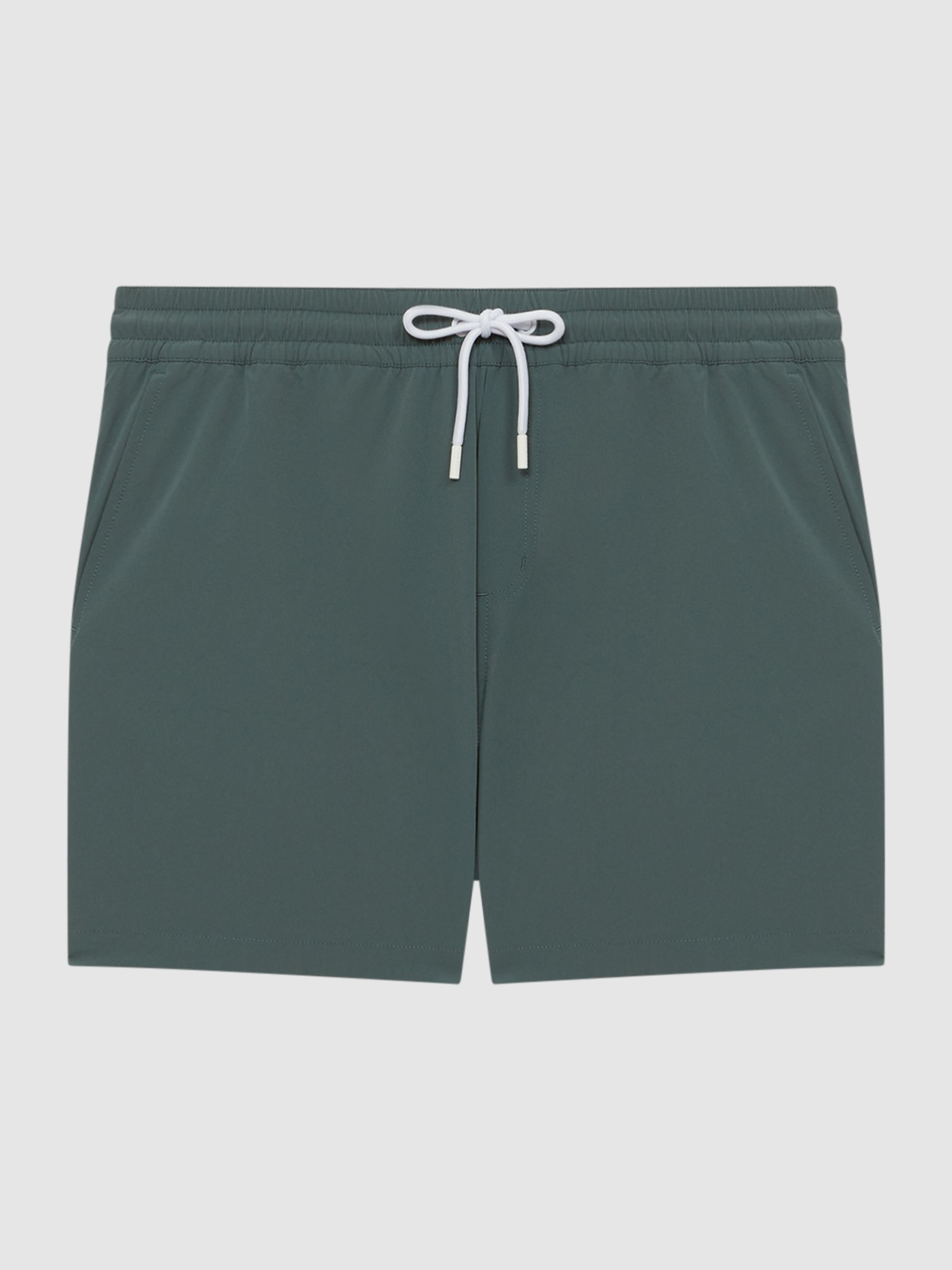 Plain Drawstring Swim Shorts in Dark Sage - Image 2 of 5