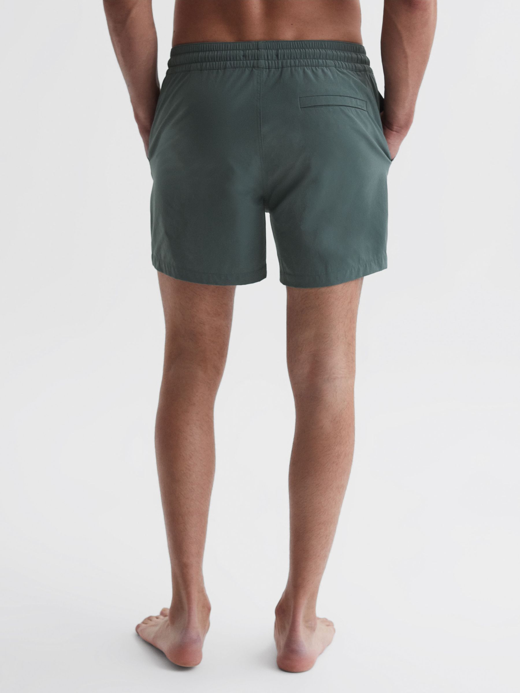 Plain Drawstring Swim Shorts in Dark Sage - Image 4 of 5