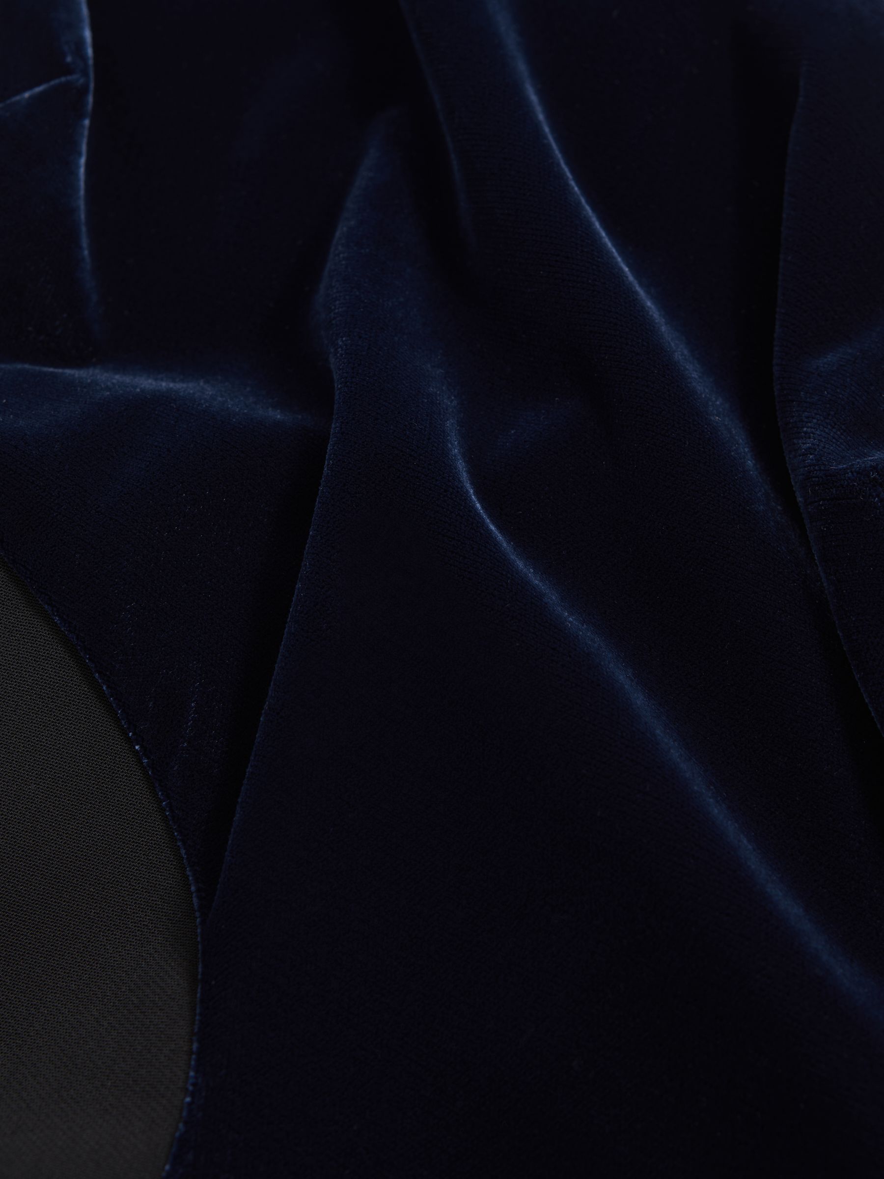 One-Shoulder Velvet-Satin Midi Dress in Black/Navy - Image 6 of 6