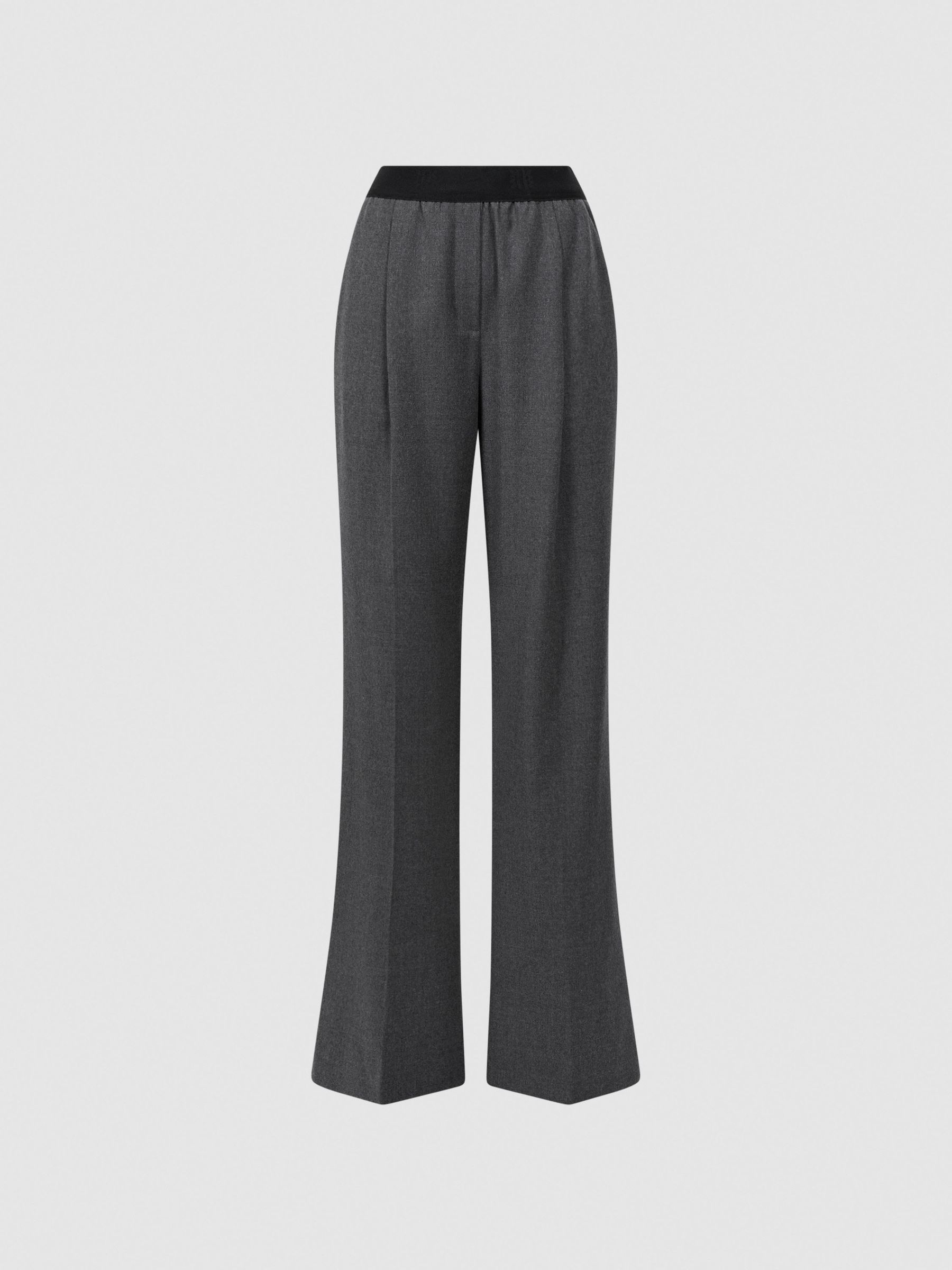 Wool Blend Wide Leg Trousers in Grey - Image 2 of 5