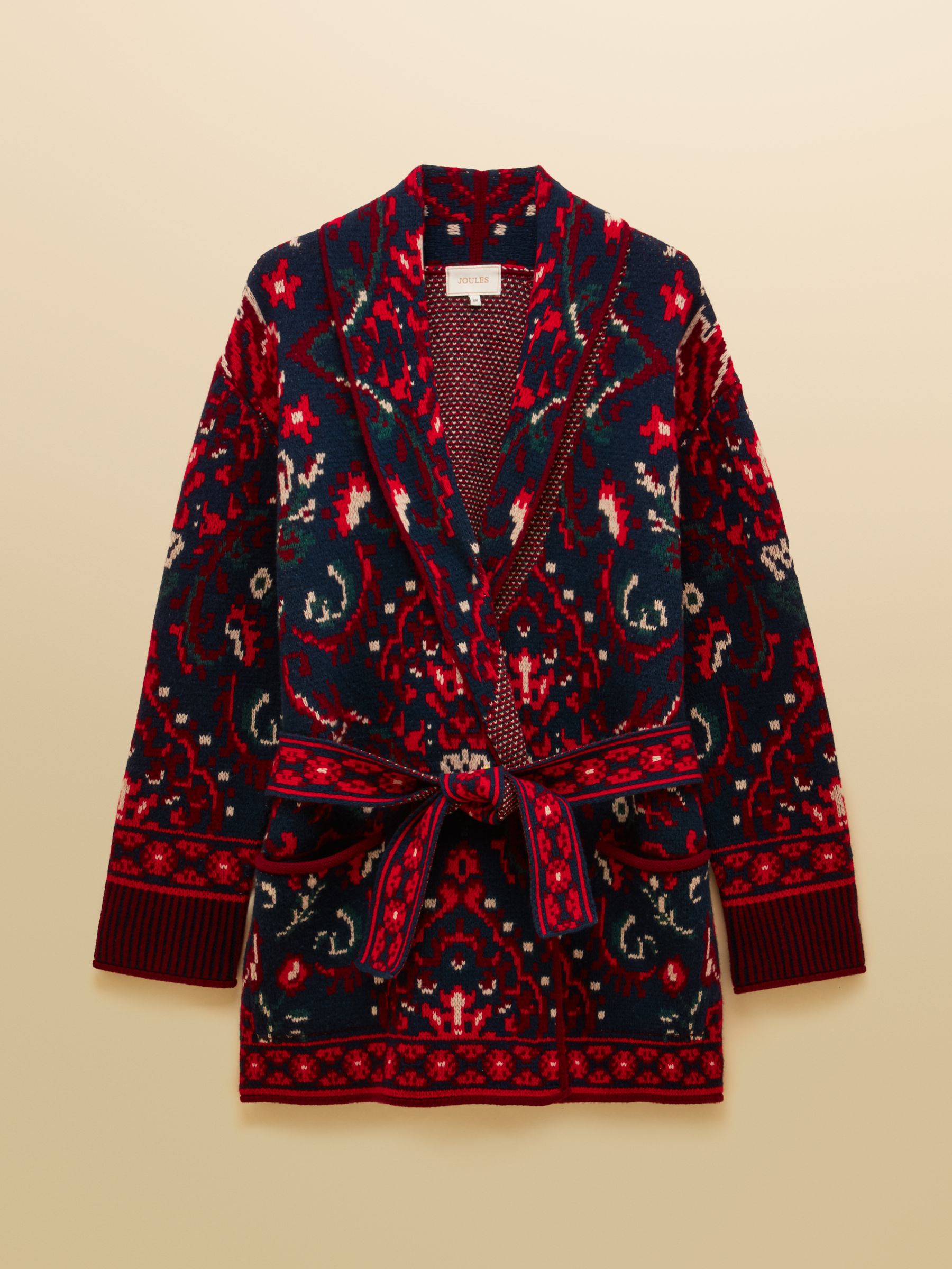 Red Wrap Floral Merino Wool Cardigan - Image 10 of 10