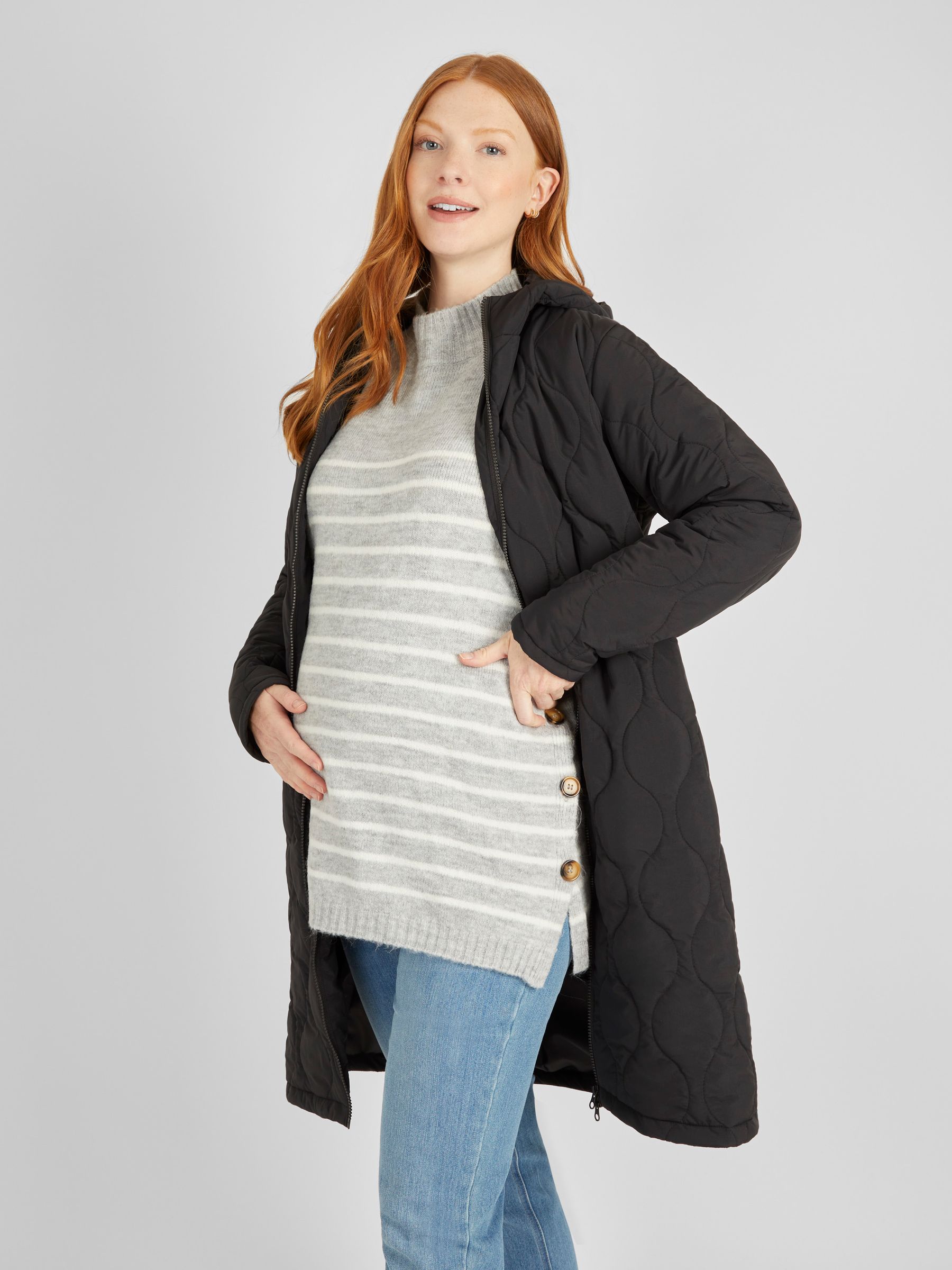 Khaki Green 2-in-1 Quilted Maternity Puffer Coat - Image 4 of 6