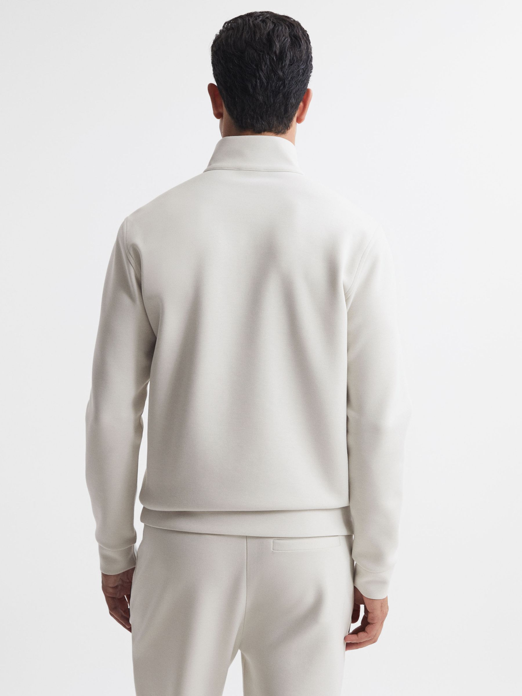 Contrast Half-Zip Funnel Neck Jumper in Off White - Image 6 of 6