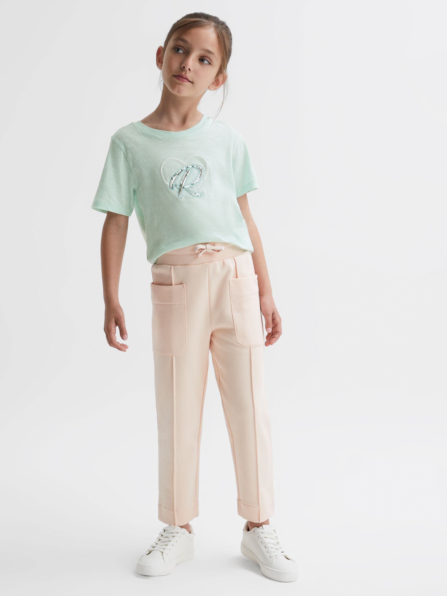 4-9 yrs Embellished Crew Neck T-Shirt in Sage - Image 4 of 6