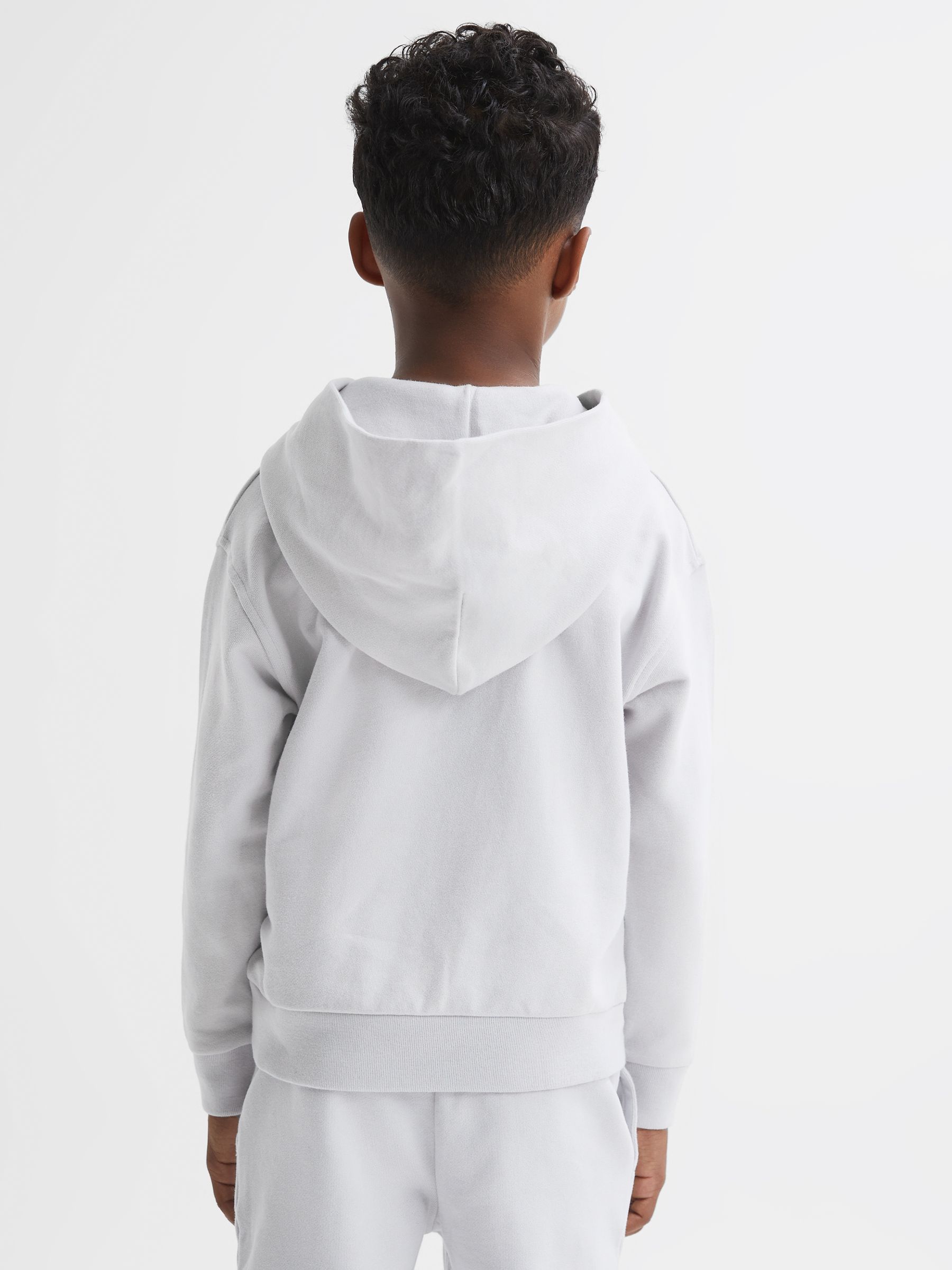 Junior Relaxed Garment Dyed Logo Hoodie in Ice Blue - Image 5 of 6