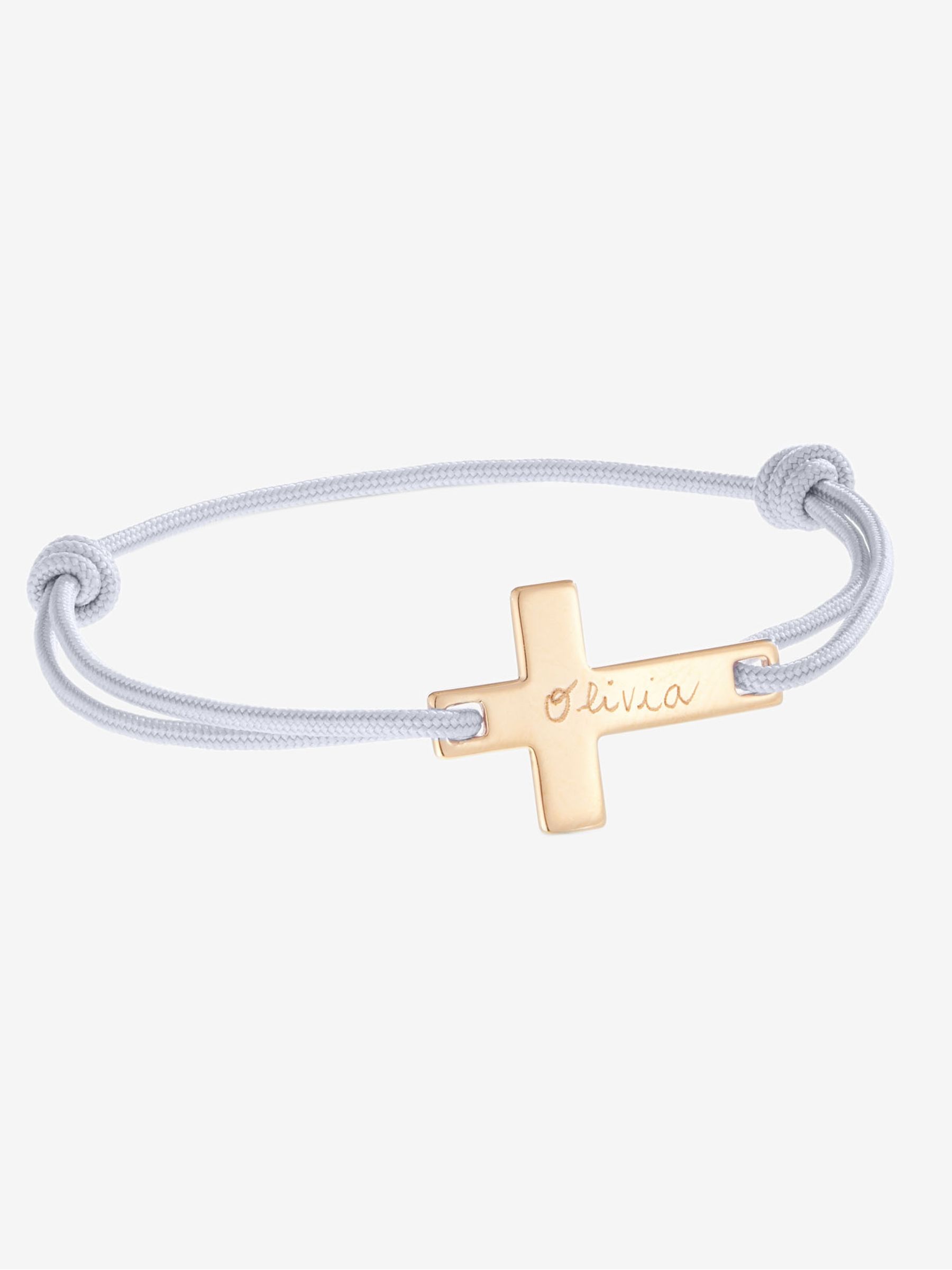 18k Gold Plated Merci Maman Personalised Flat Cross Bracelet - Image 1 of 1