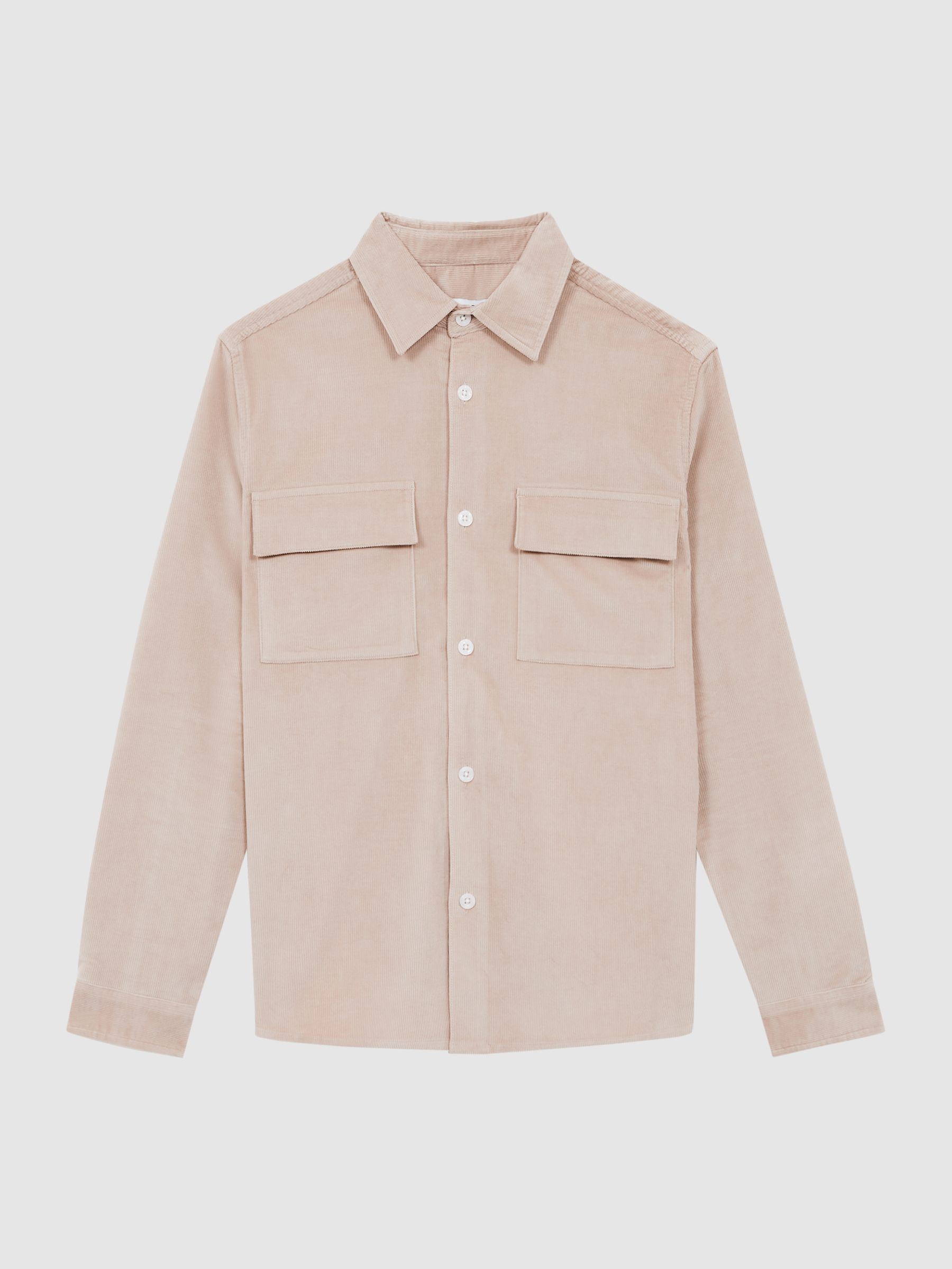 Corduroy Button-Through Overshirt in Stone - Image 2 of 5