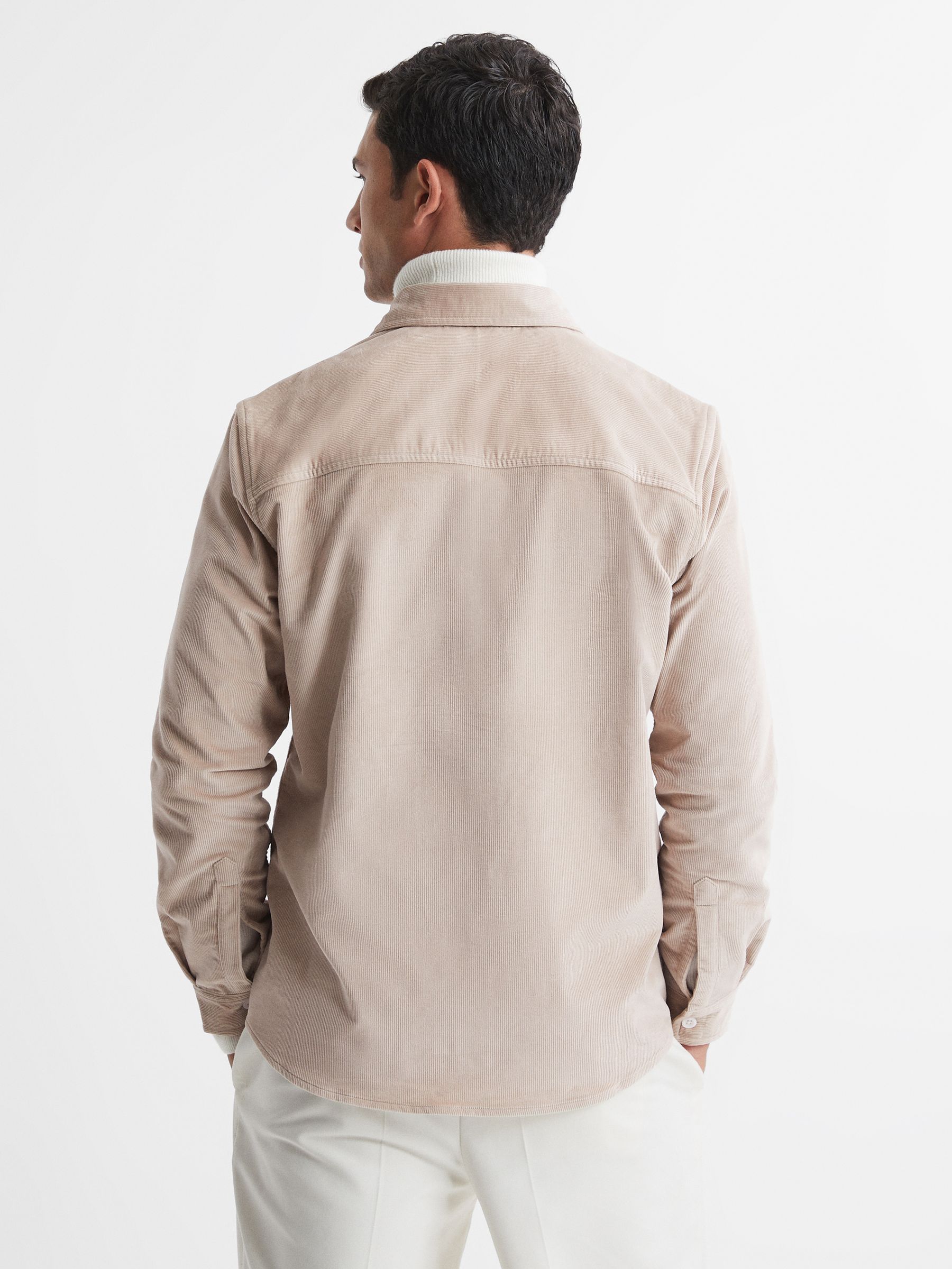 Corduroy Button-Through Overshirt in Stone - Image 5 of 5
