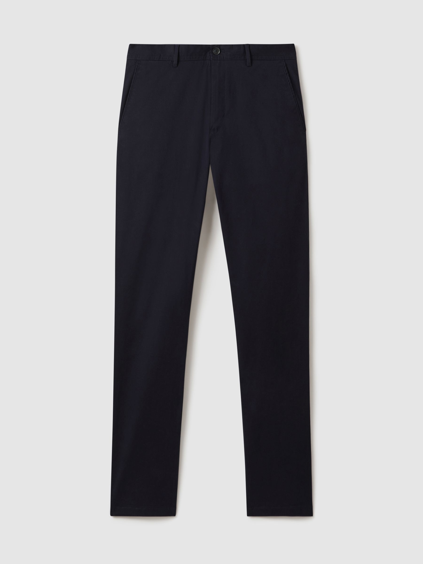 Slim Fit Washed Cotton Blend Chinos in Navy - Image 2 of 6