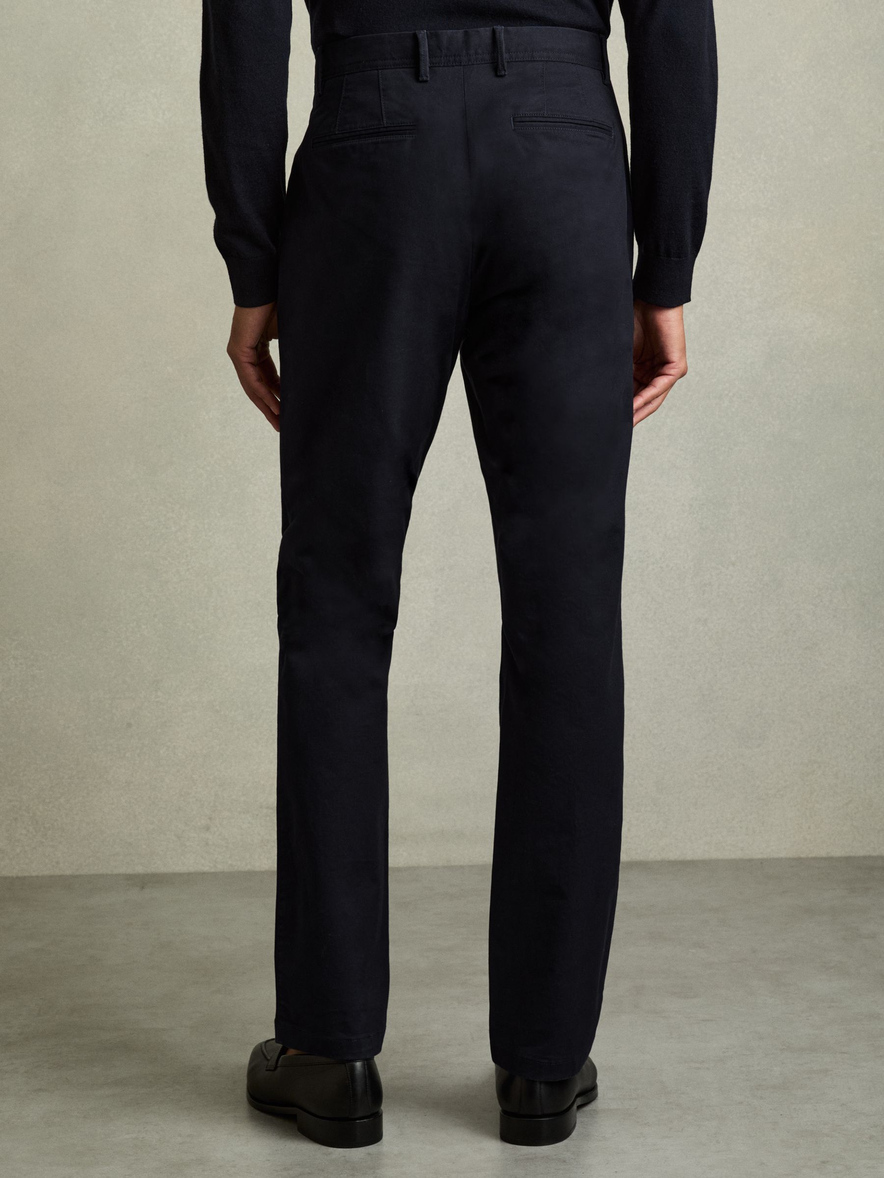 Slim Fit Washed Cotton Blend Chinos in Navy - Image 5 of 6