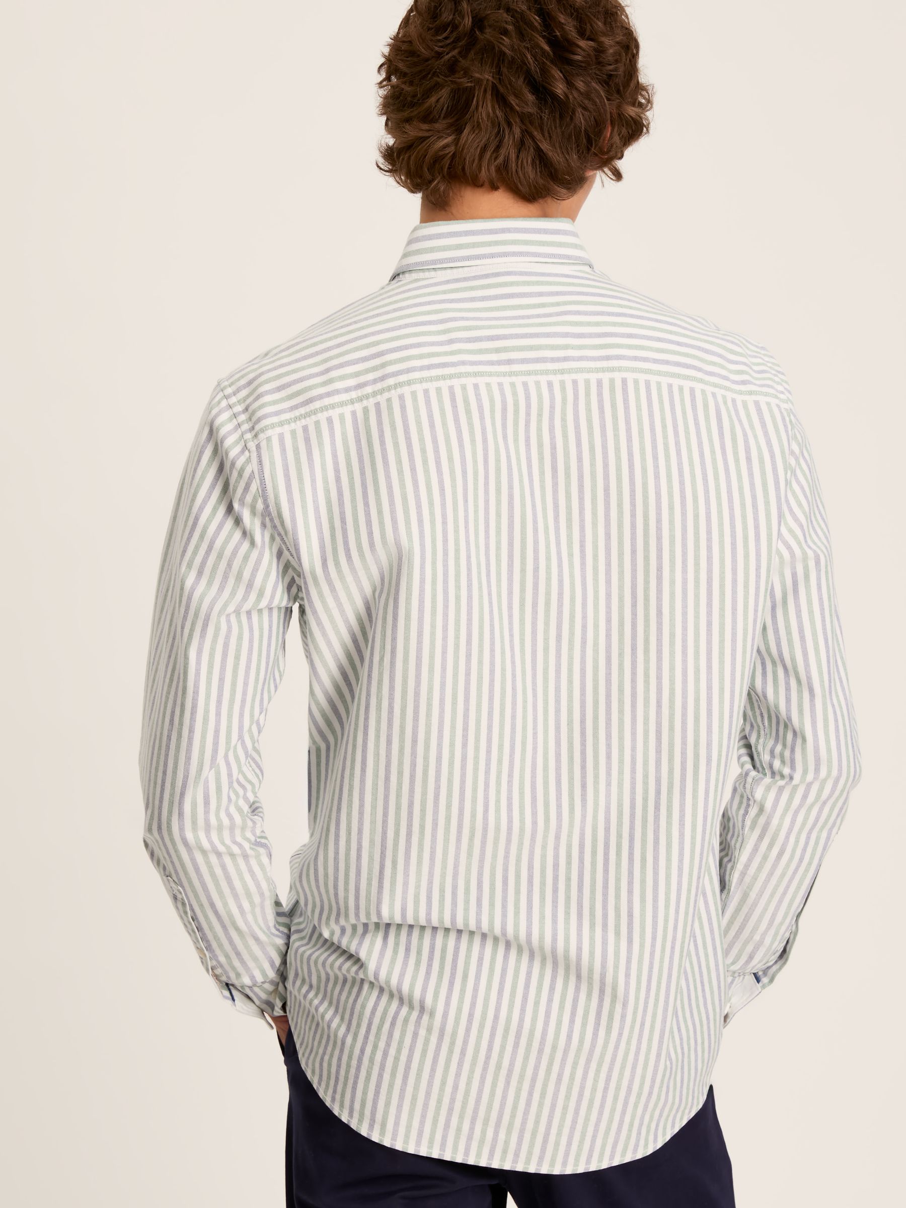 Oxford Blue/Green Striped Classic Fit Shirt - Image 2 of 6