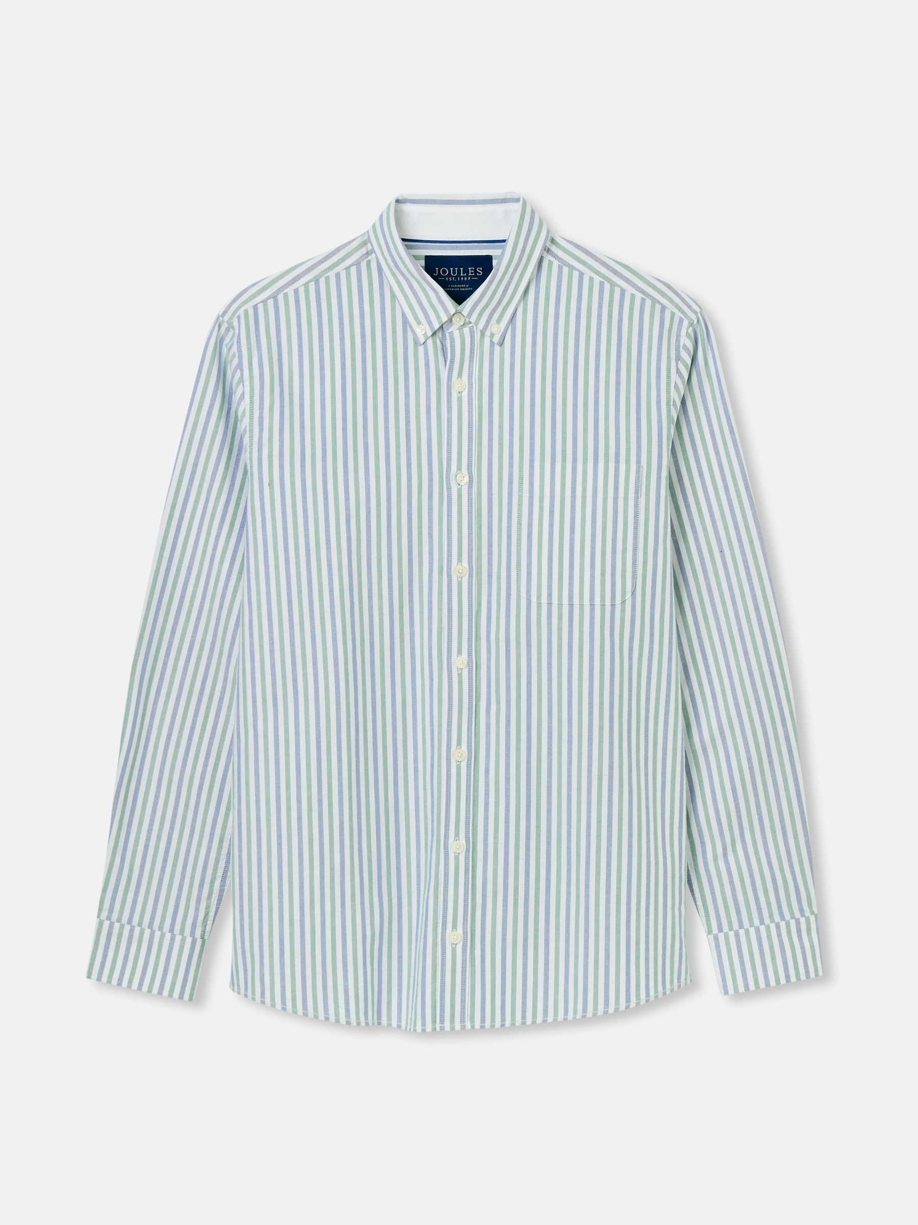 Oxford Blue/Green Striped Classic Fit Shirt - Image 6 of 6