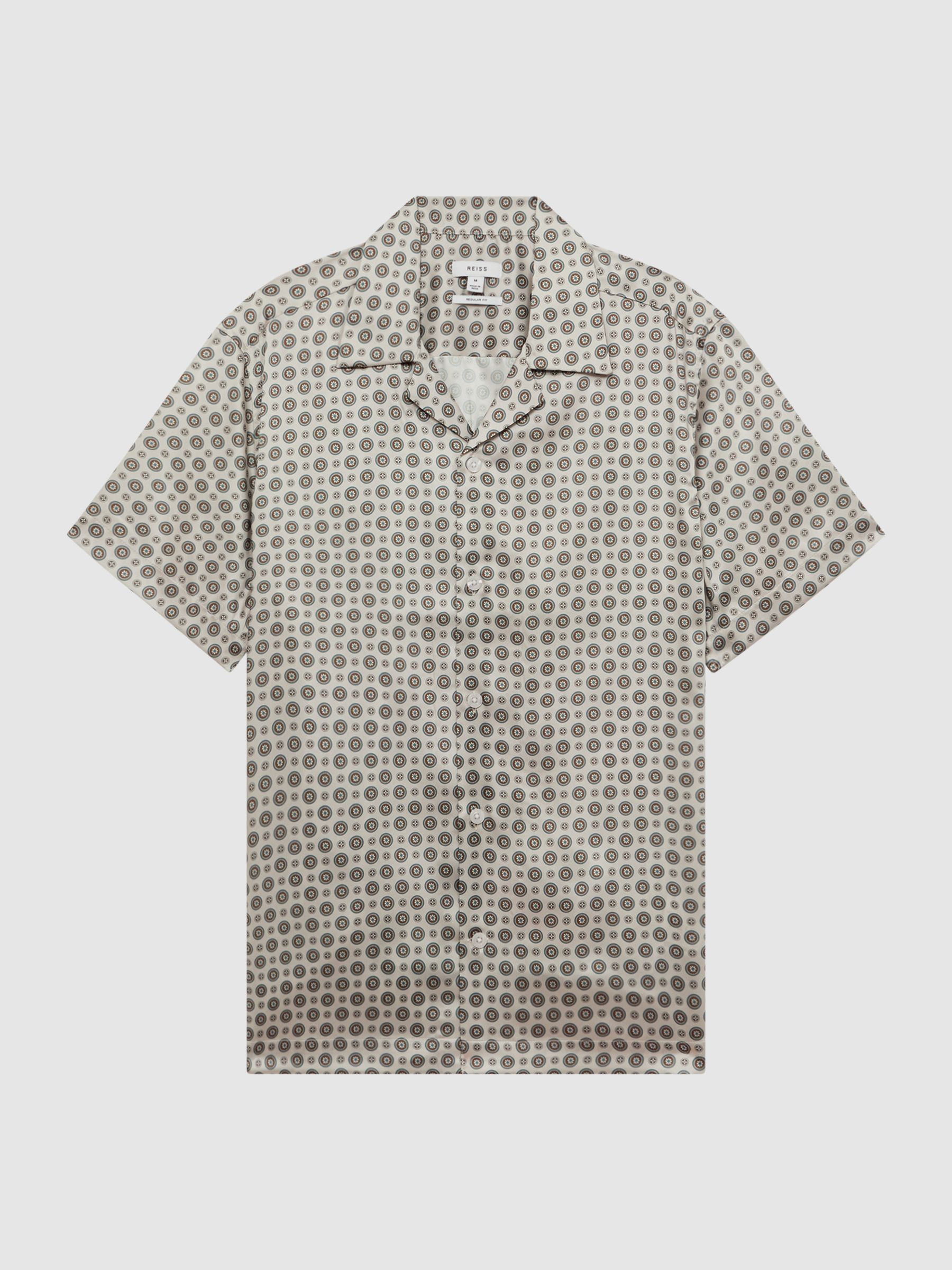 Printed Cuban Collar Shirt in Grey - Image 2 of 6