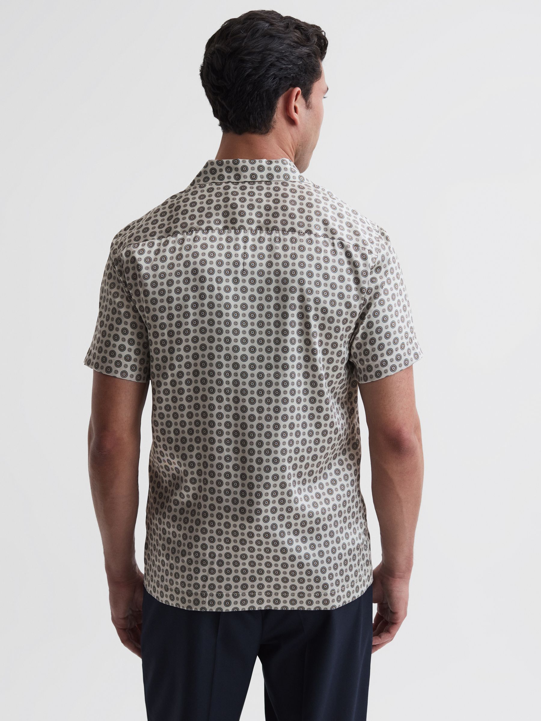 Printed Cuban Collar Shirt in Grey - Image 5 of 6