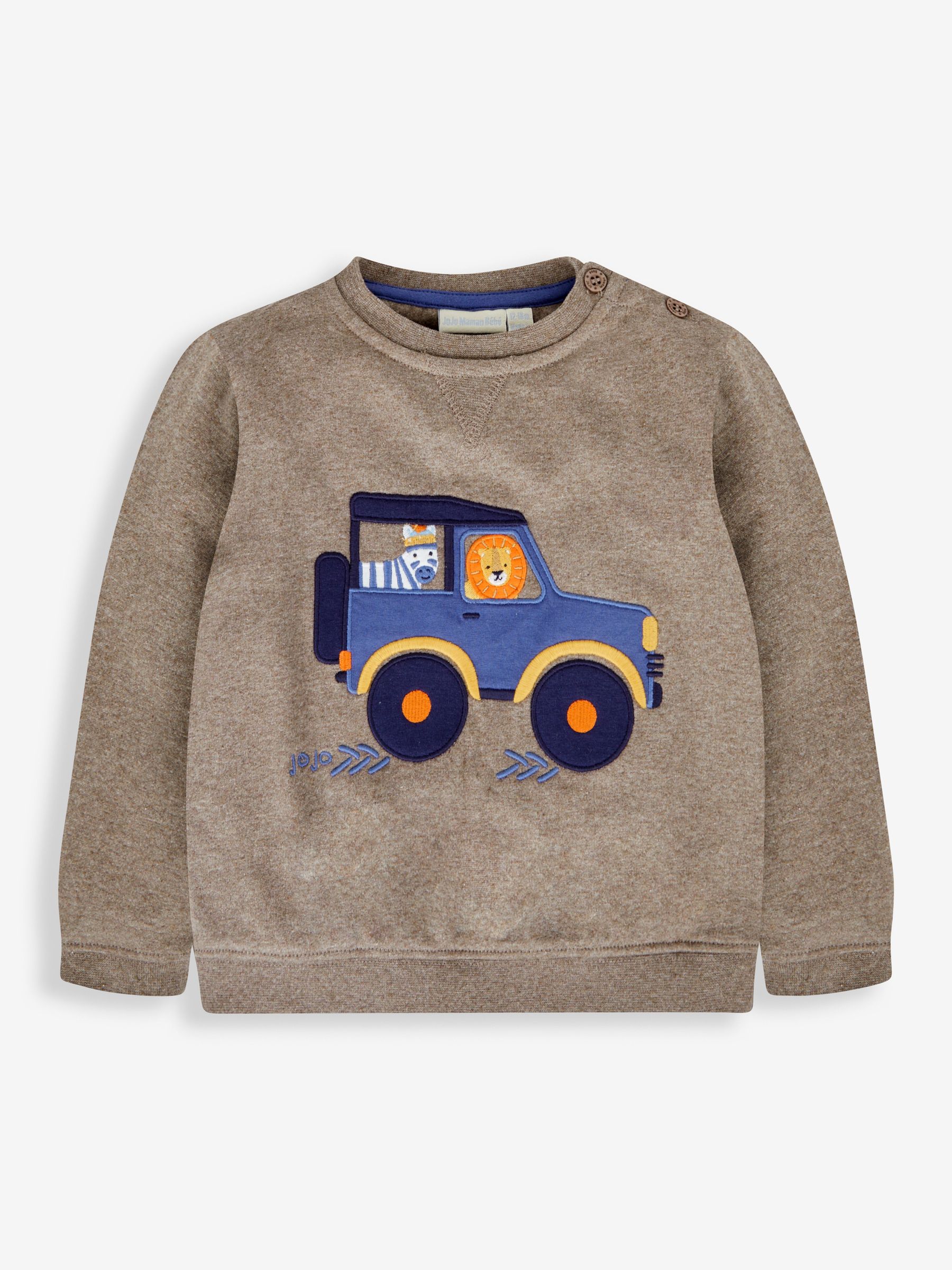 Mocha Brown Safari Jeep Appliqué Sweatshirt - Image 1 of 2
