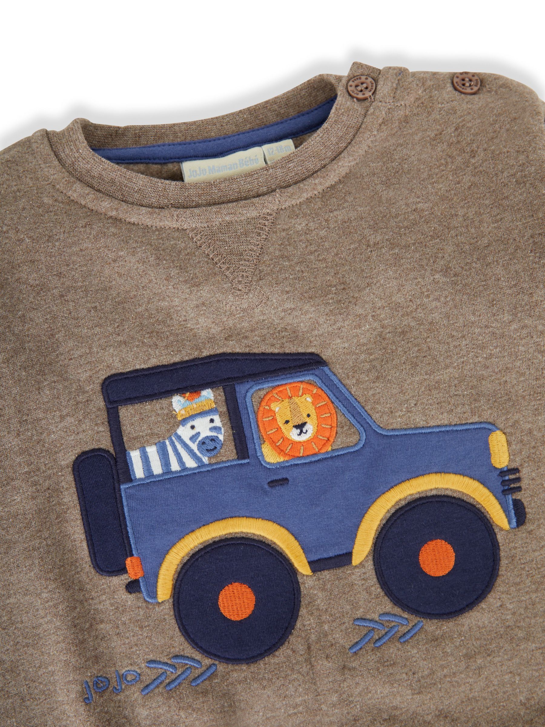 Mocha Brown Safari Jeep Appliqué Sweatshirt - Image 2 of 2