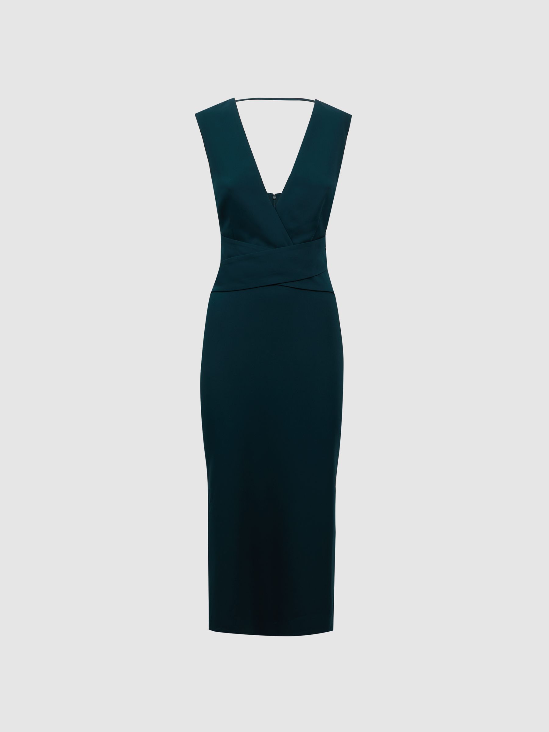 reiss jayla fitted wrap design midi dress Reiss Fitted Wrap Design Midi Dress in Teal