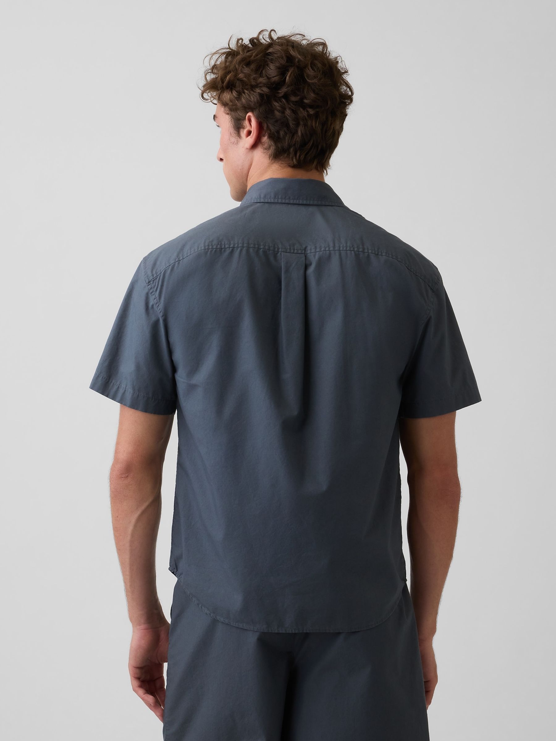 Blue Poplin Relaxed Shirt - Image 2 of 4 Blue Poplin Relaxed Shirt - Image 2 of 4