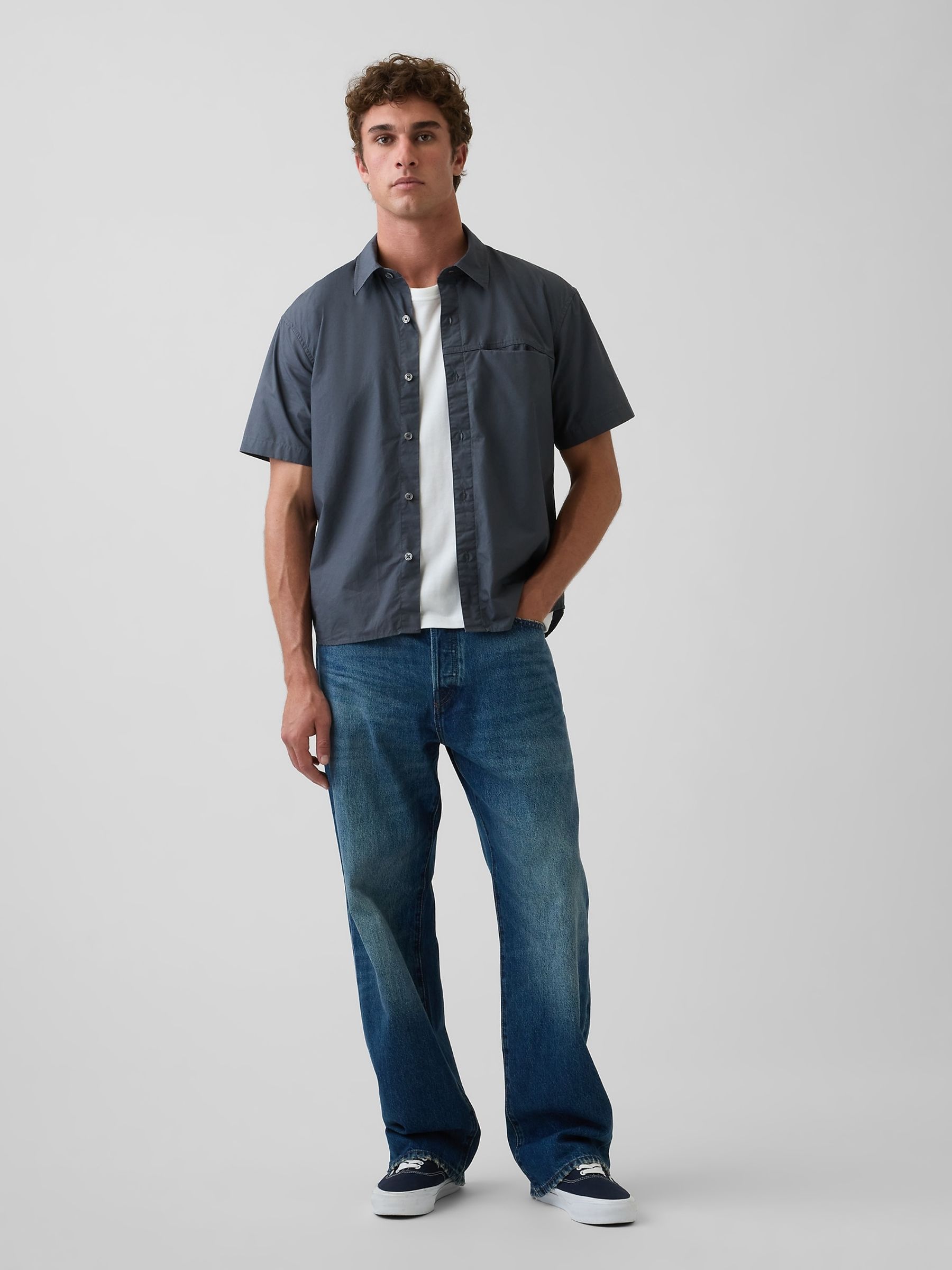 Blue Poplin Relaxed Shirt - Image 3 of 4