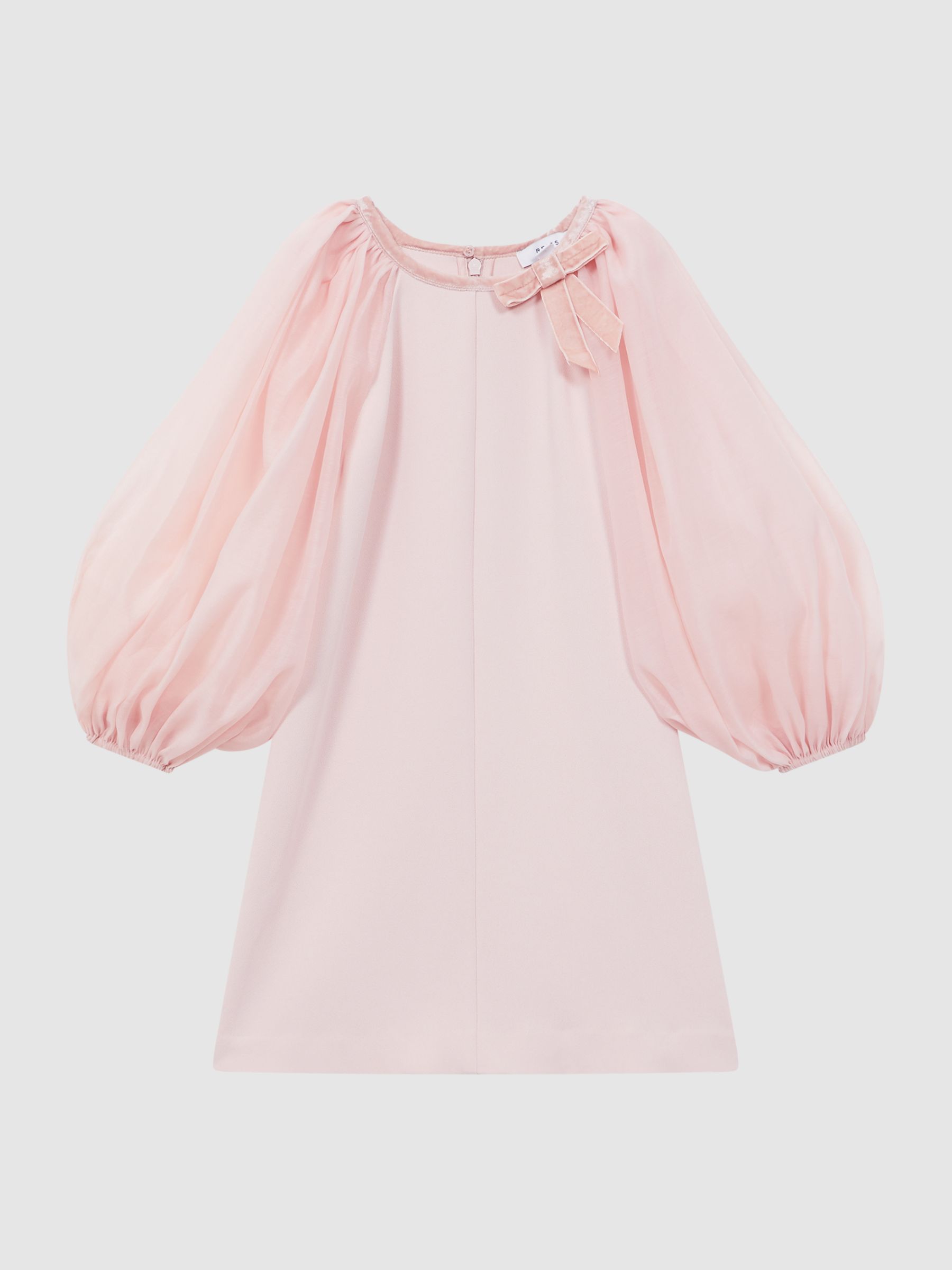 Junior Blouson Sleeve Bow Dress in Pink - Image 2 of 6