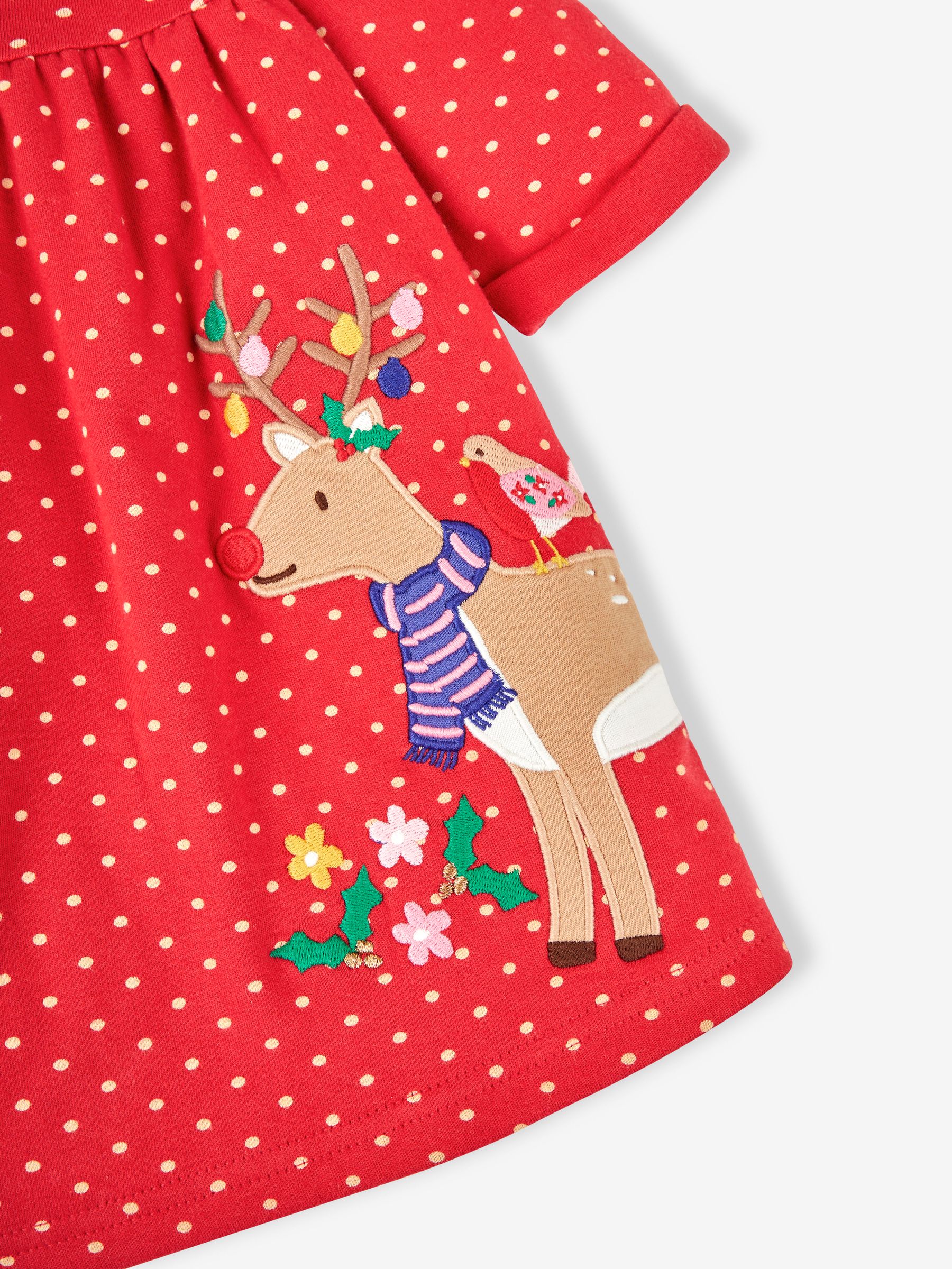 Red Reindeer Appliqué Button Front Dress - Image 2 of 3