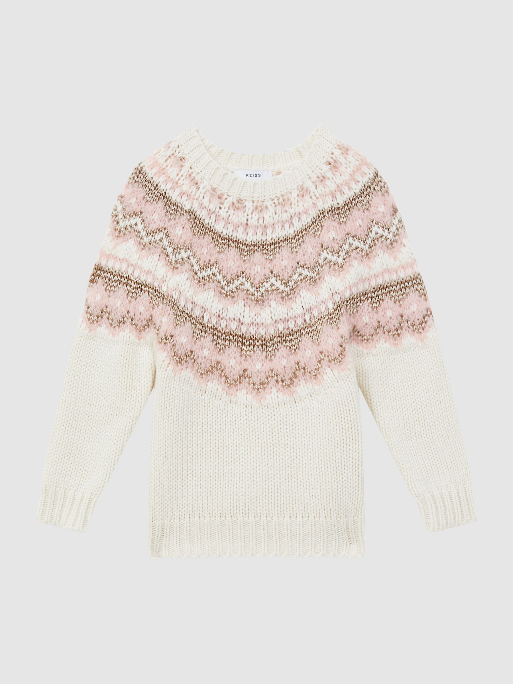 Junior Fairisle Pattern Knitted Jumper in Pink - Image 2 of 5
