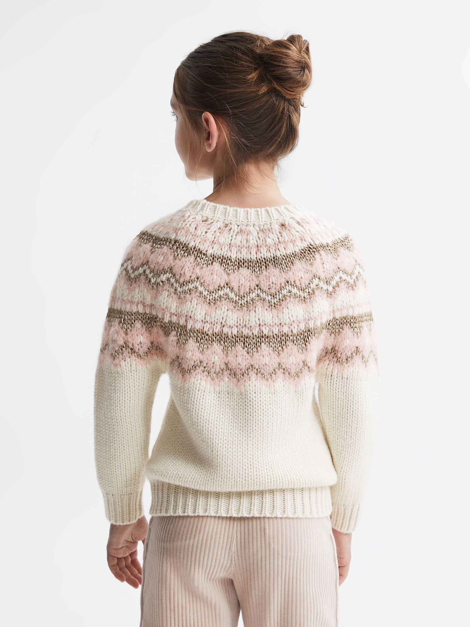 Junior Fairisle Pattern Knitted Jumper in Pink - Image 4 of 5