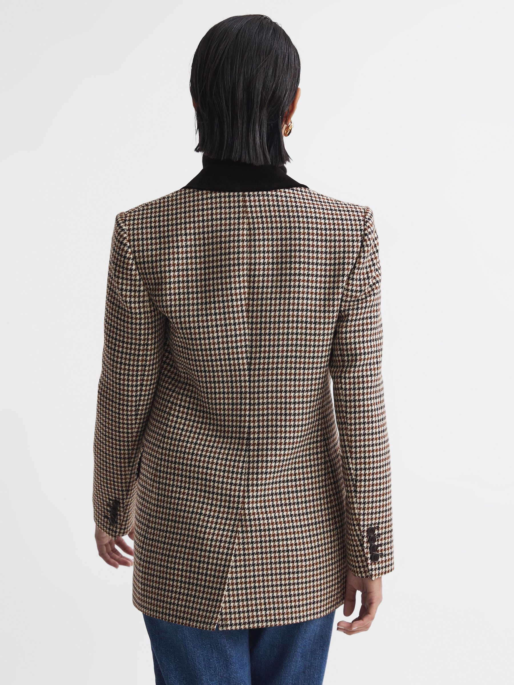 Wool Dogtooth Double Breasted Blazer in Multi - Image 5 of 5