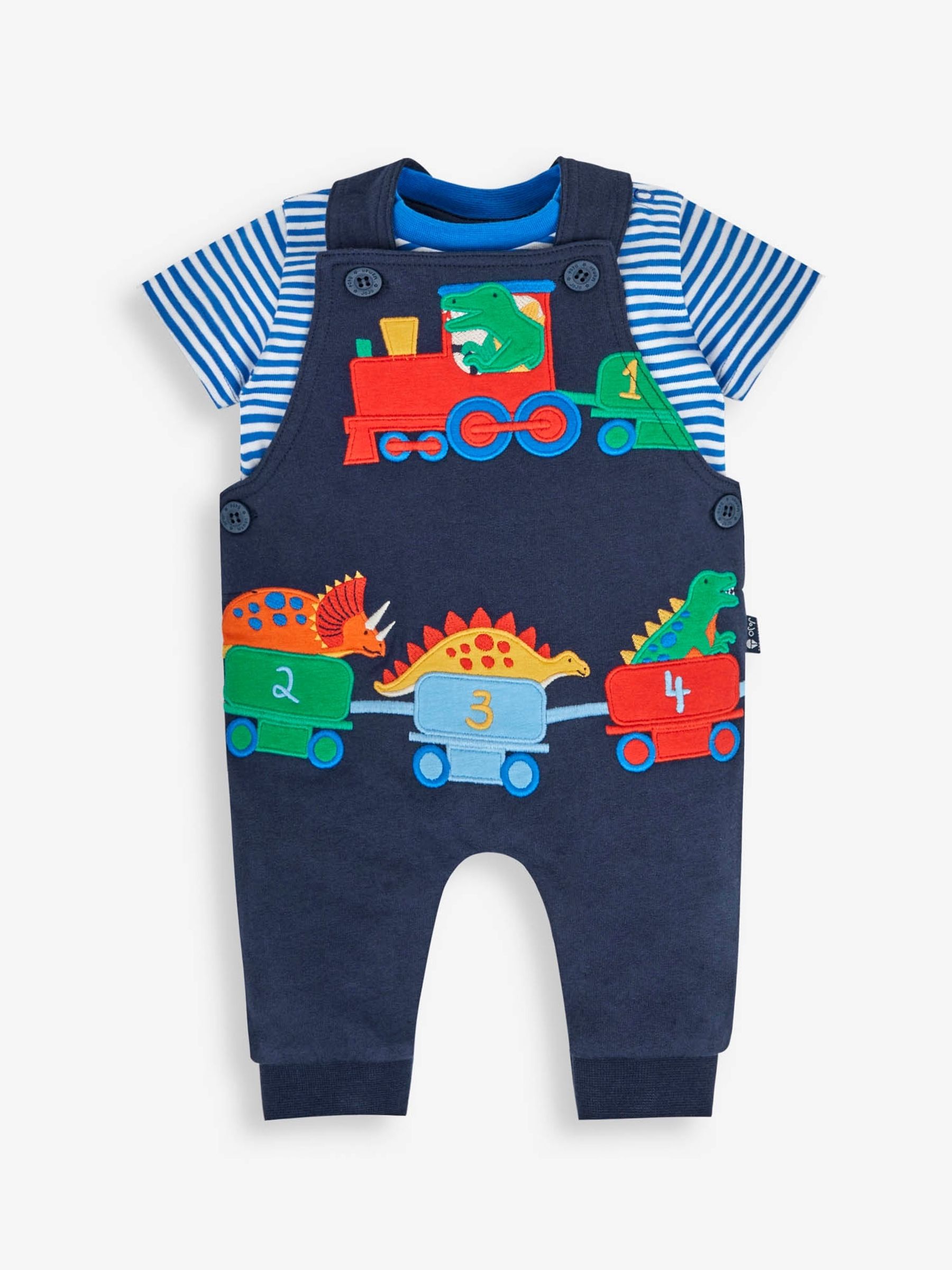 Navy 2-Piece Dino Train Appliqué Dungarees & Top Set - Image 1 of 5