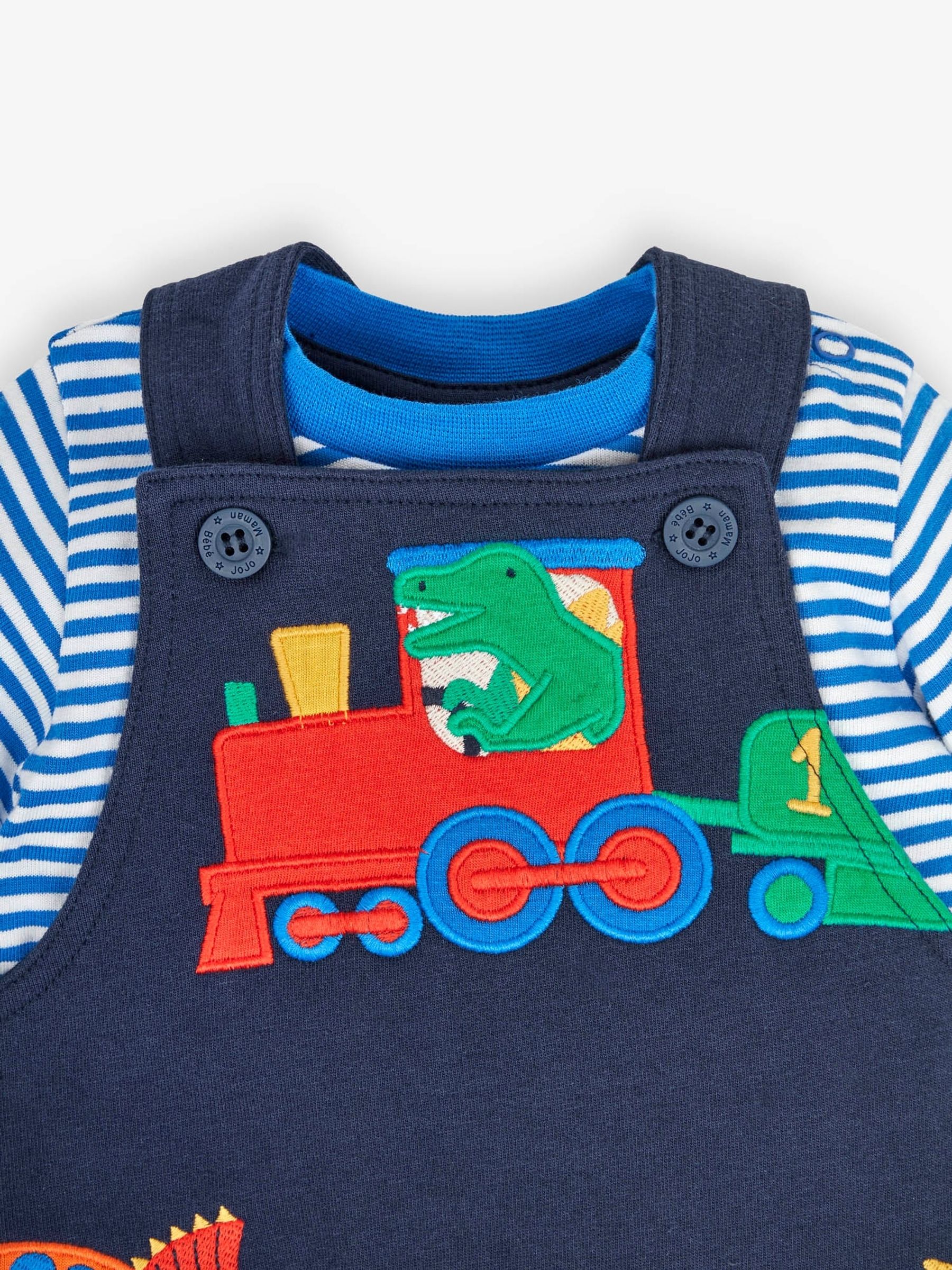 Navy 2-Piece Dino Train Appliqué Dungarees & Top Set - Image 3 of 5