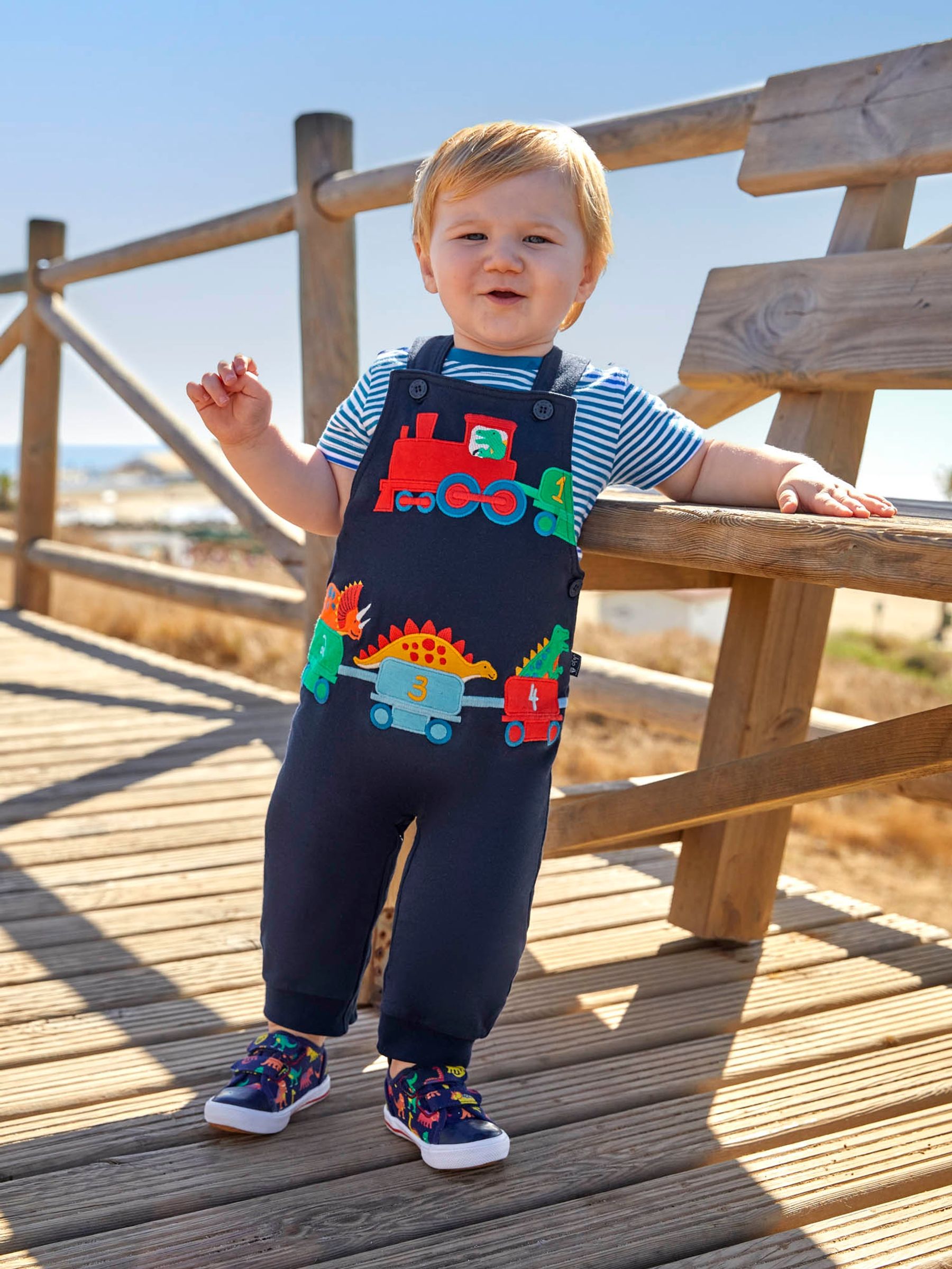 Navy 2-Piece Dino Train Appliqué Dungarees & Top Set - Image 4 of 5